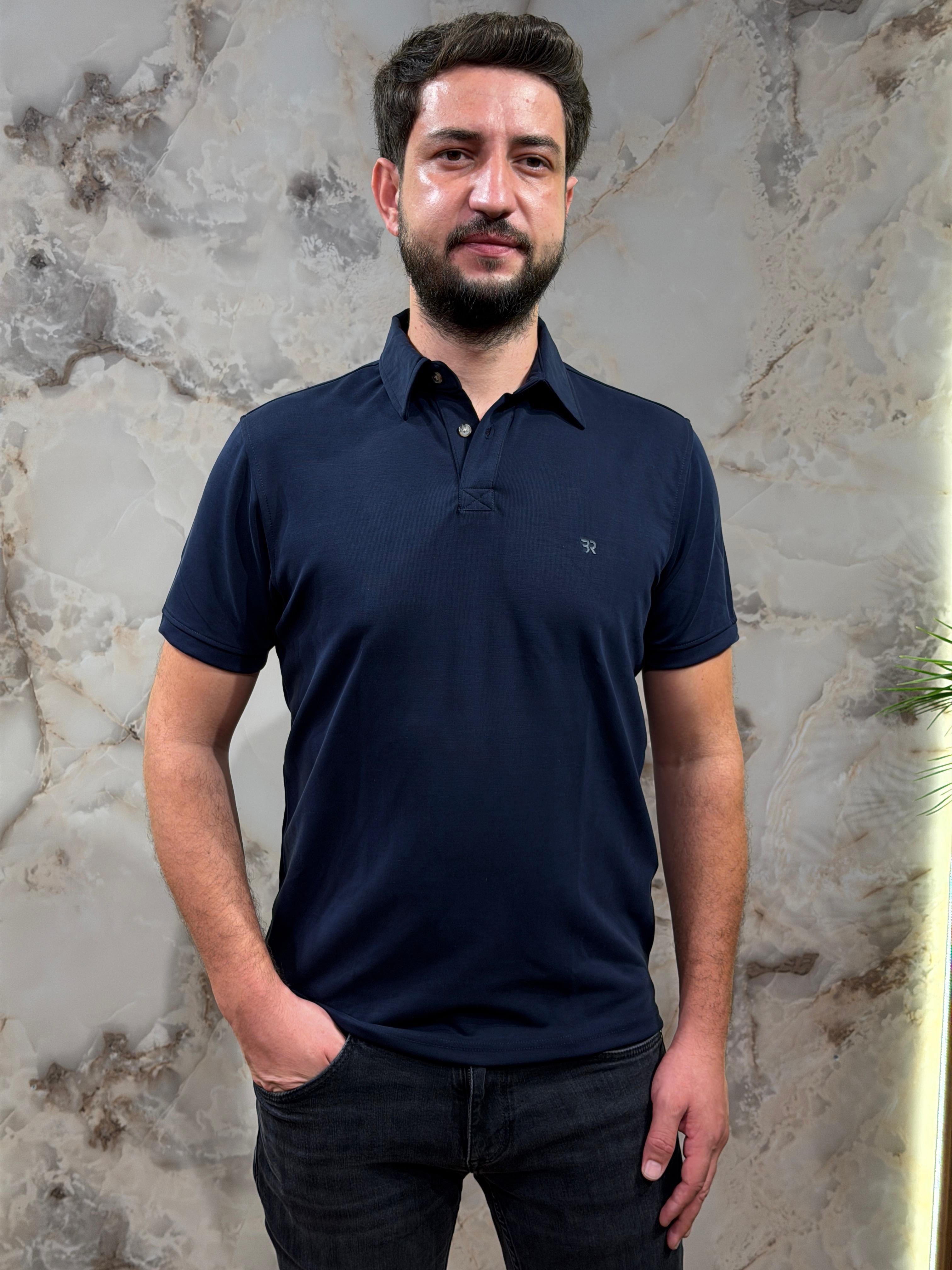ERKEK LACİVERT POLO YAKA SLİM FİT TİŞÖRT 