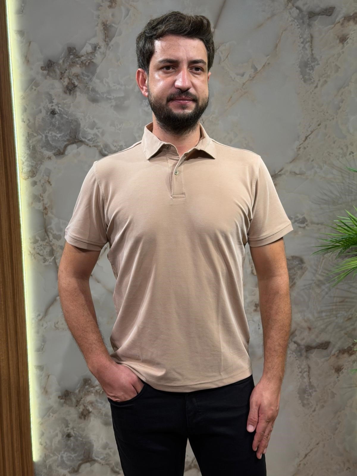 ERKEK NUDE SOLUK EFEKTLİ POLO YAKA TİŞÖRT 