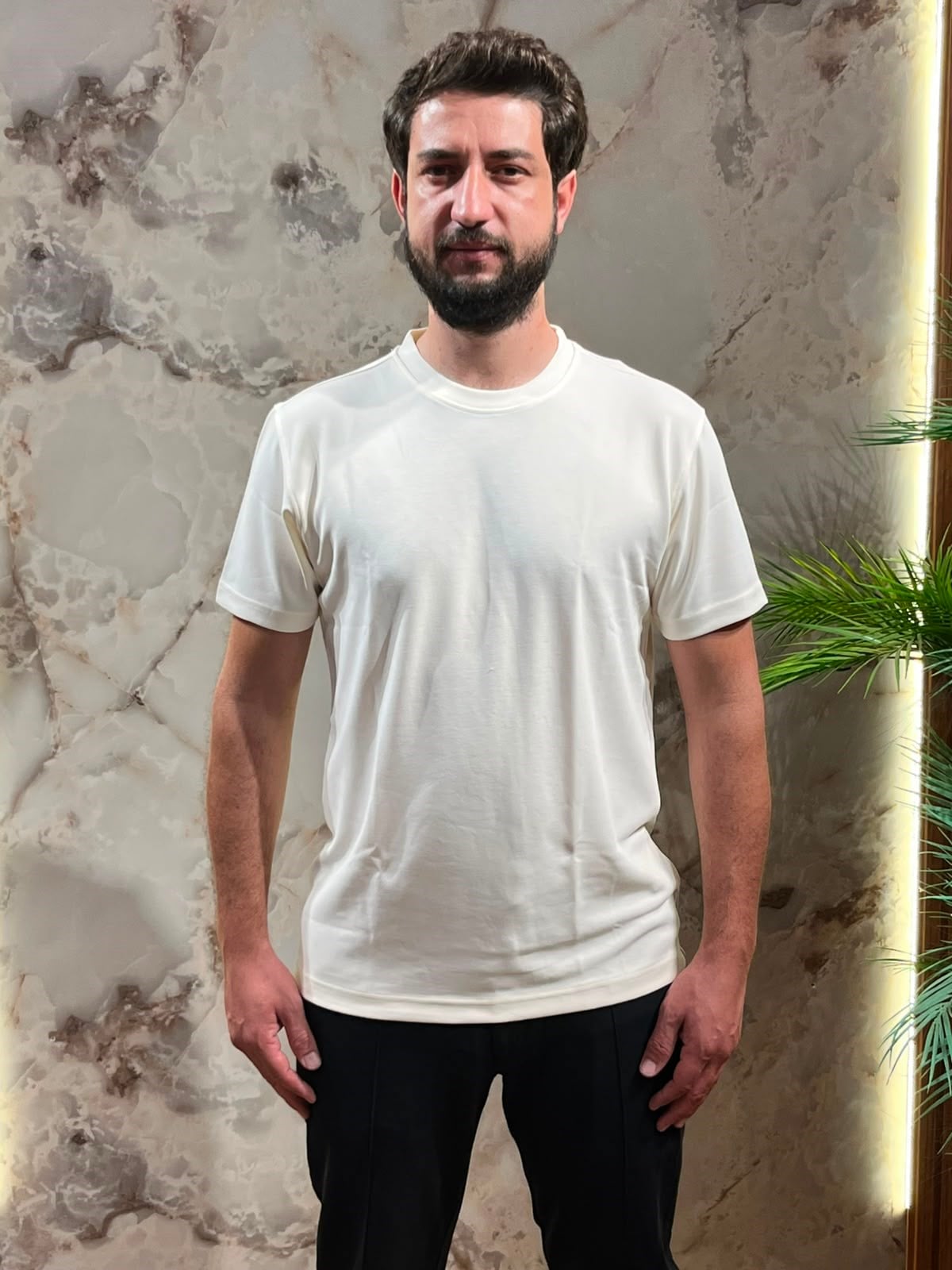 ERKEK PREMİUM BASİC BİSİKLET YAKA TİŞÖRT EKRU