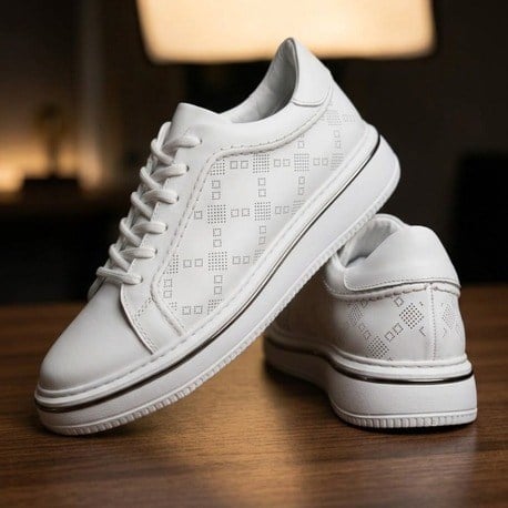 ÖZARI - L37 NİKELAJ TABAN LAZER DETAYLI HAKİKİ DERİ BEYAZ ANTİK AYAKKABI