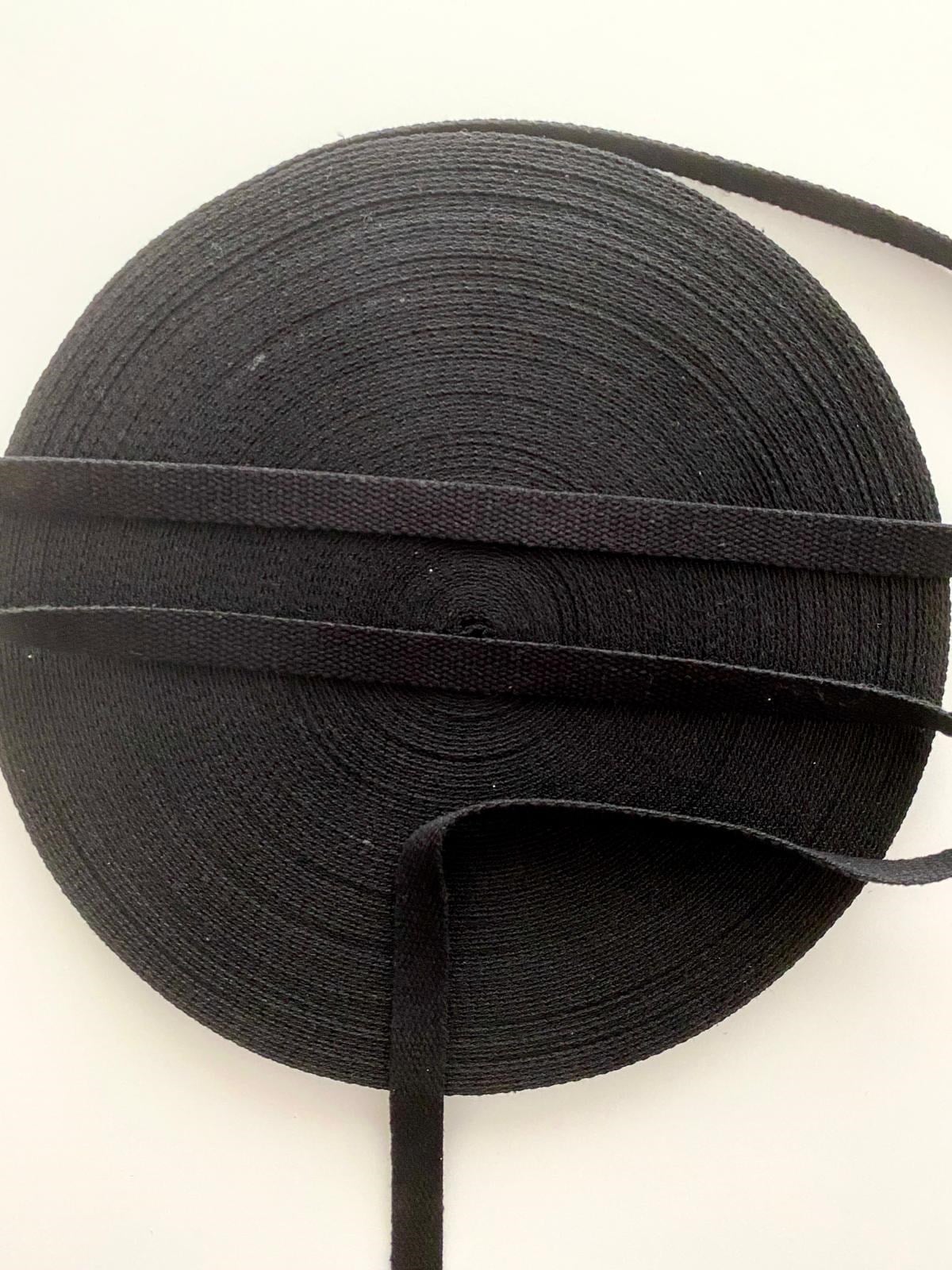 1 Metre Eni 2 cm Pamuklu Siyah Kolon