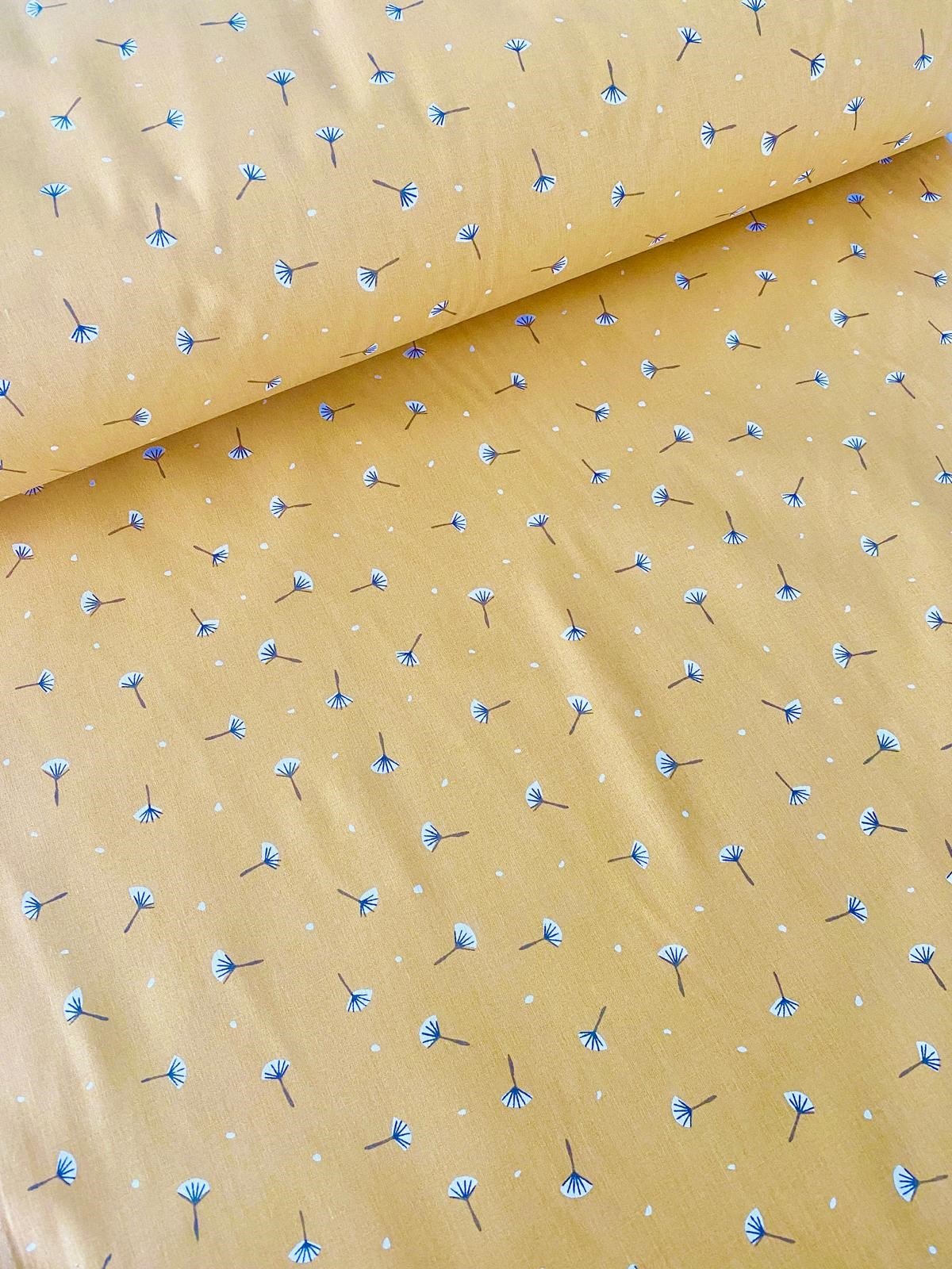 1 Metre Eni 240 Cm Hardal Sarısı Hindiba Desenli %100 Pamuklu Kumaş