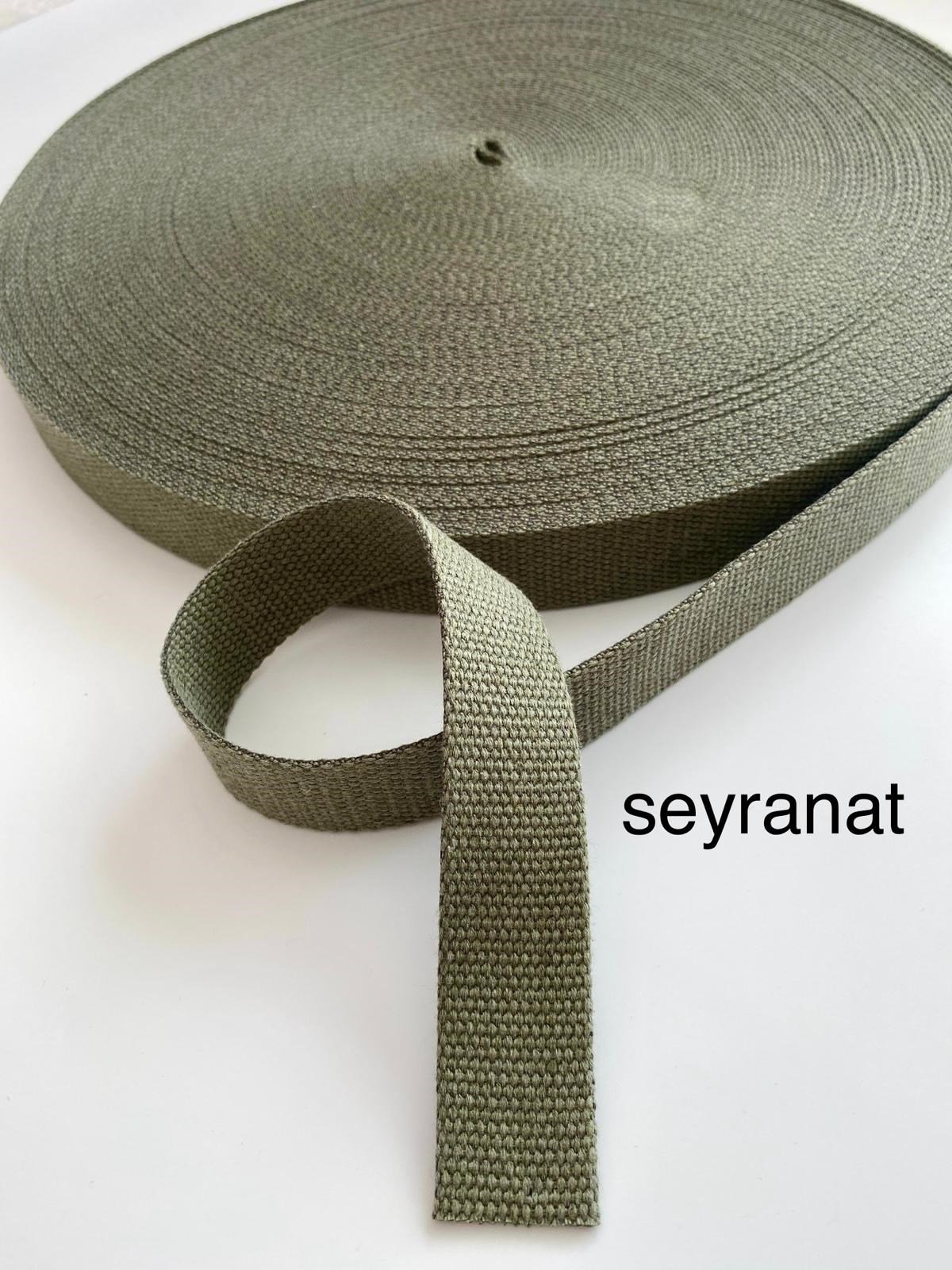 1 Metre Eni 3 Cm Pamuklu Haki Yeşil Kolon