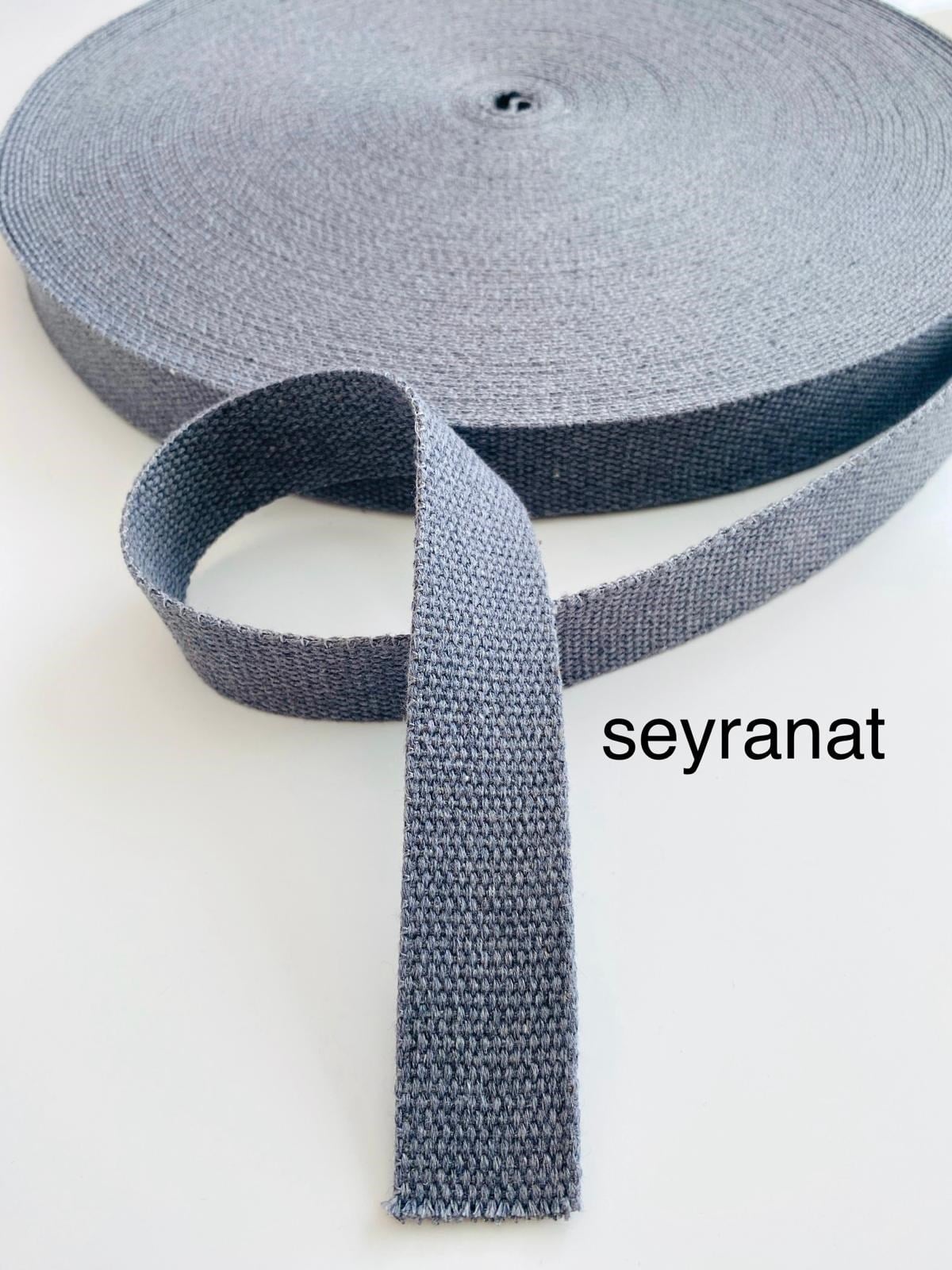 1 Metre Eni 3 Cm Pamuklu Koyu Gri Kolon