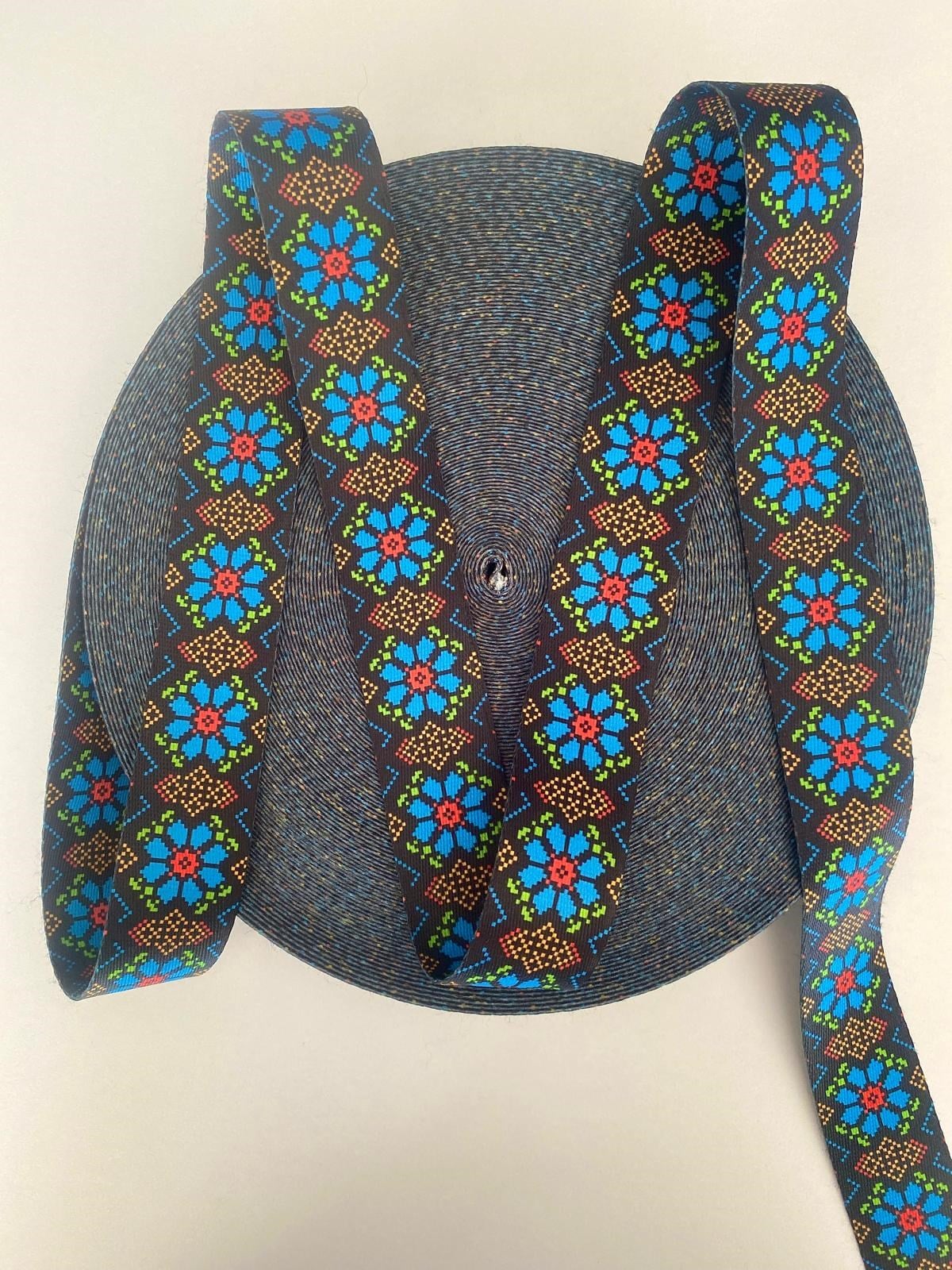 1 Metre Eni 4 Cm Mavi Çiçekli Kolon