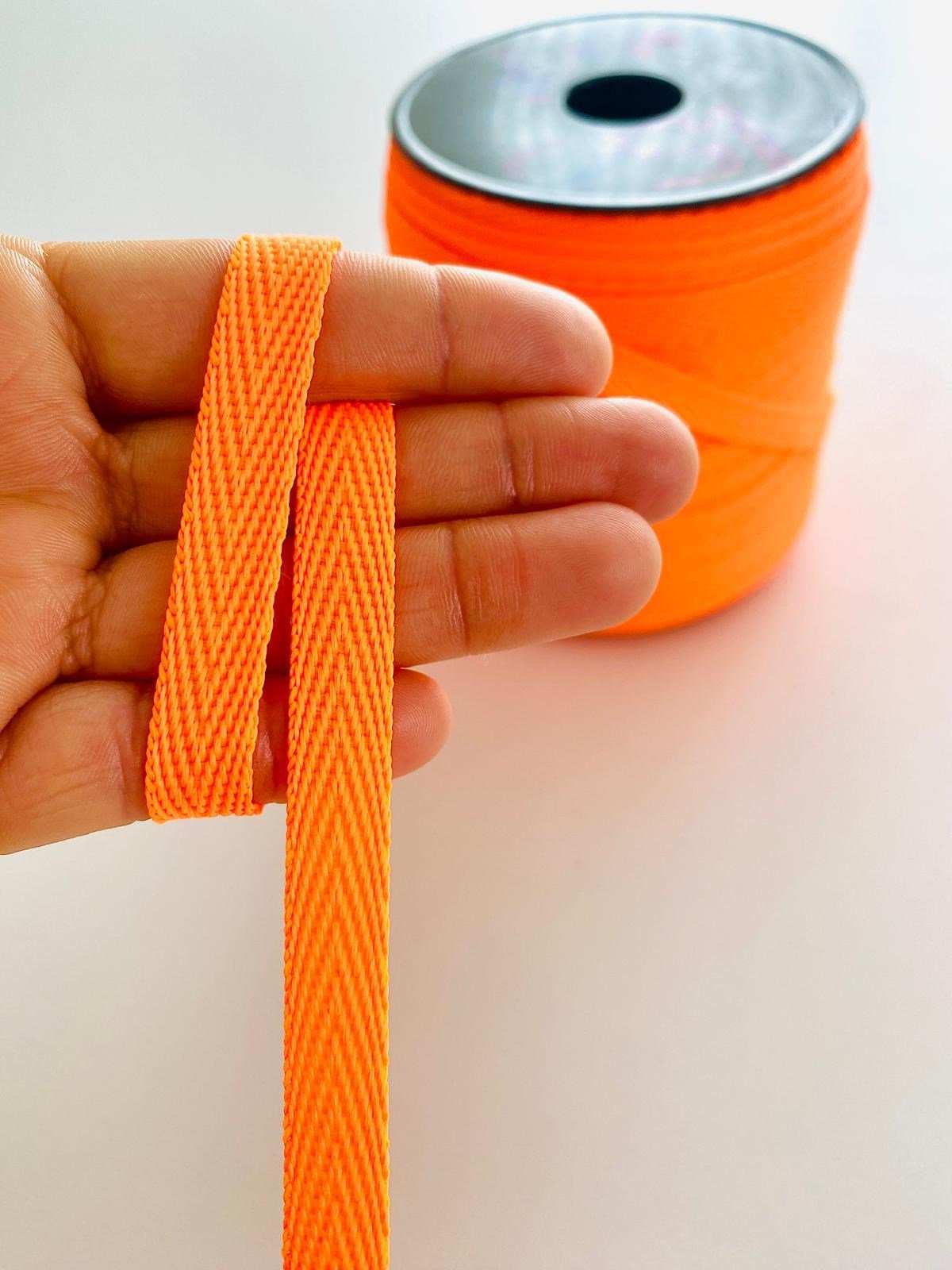 5 Metre Eni 1 Cm Neon Turuncu Polyester Biye