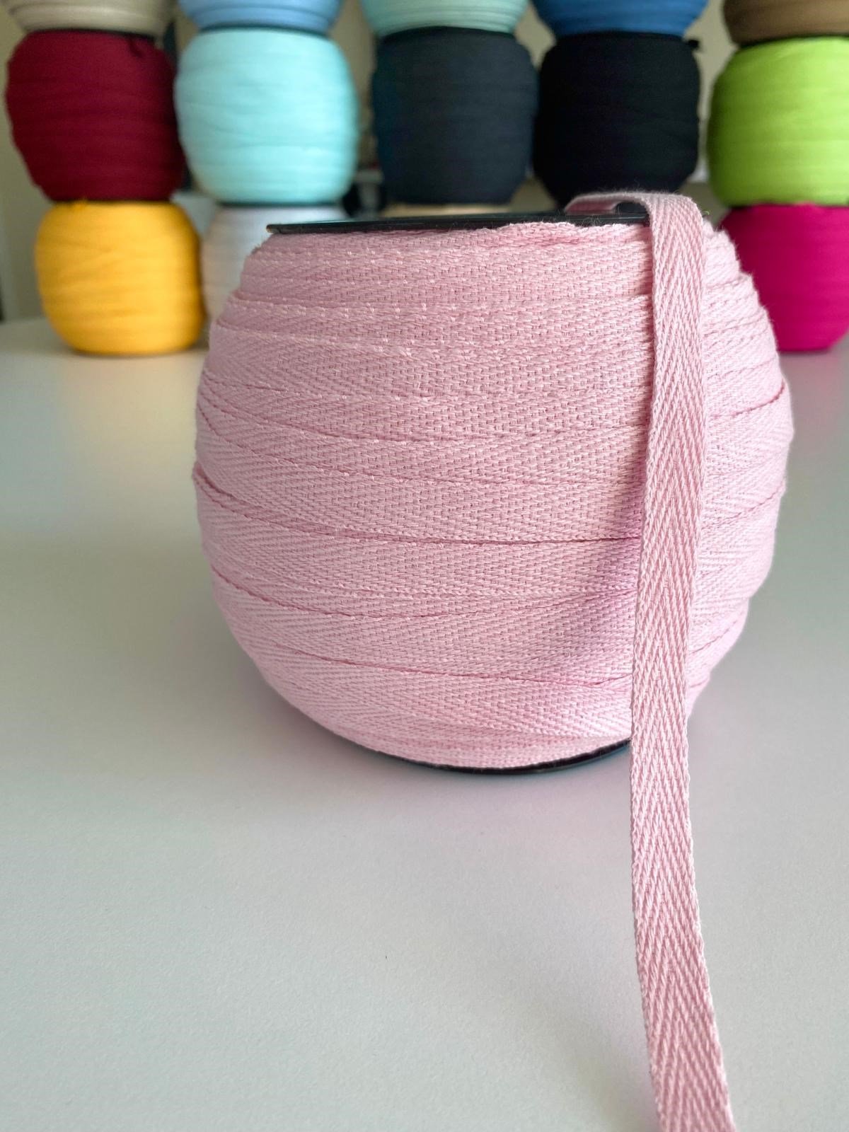 5 Metre Eni 1 Cm Pamuklu Pembe Biye