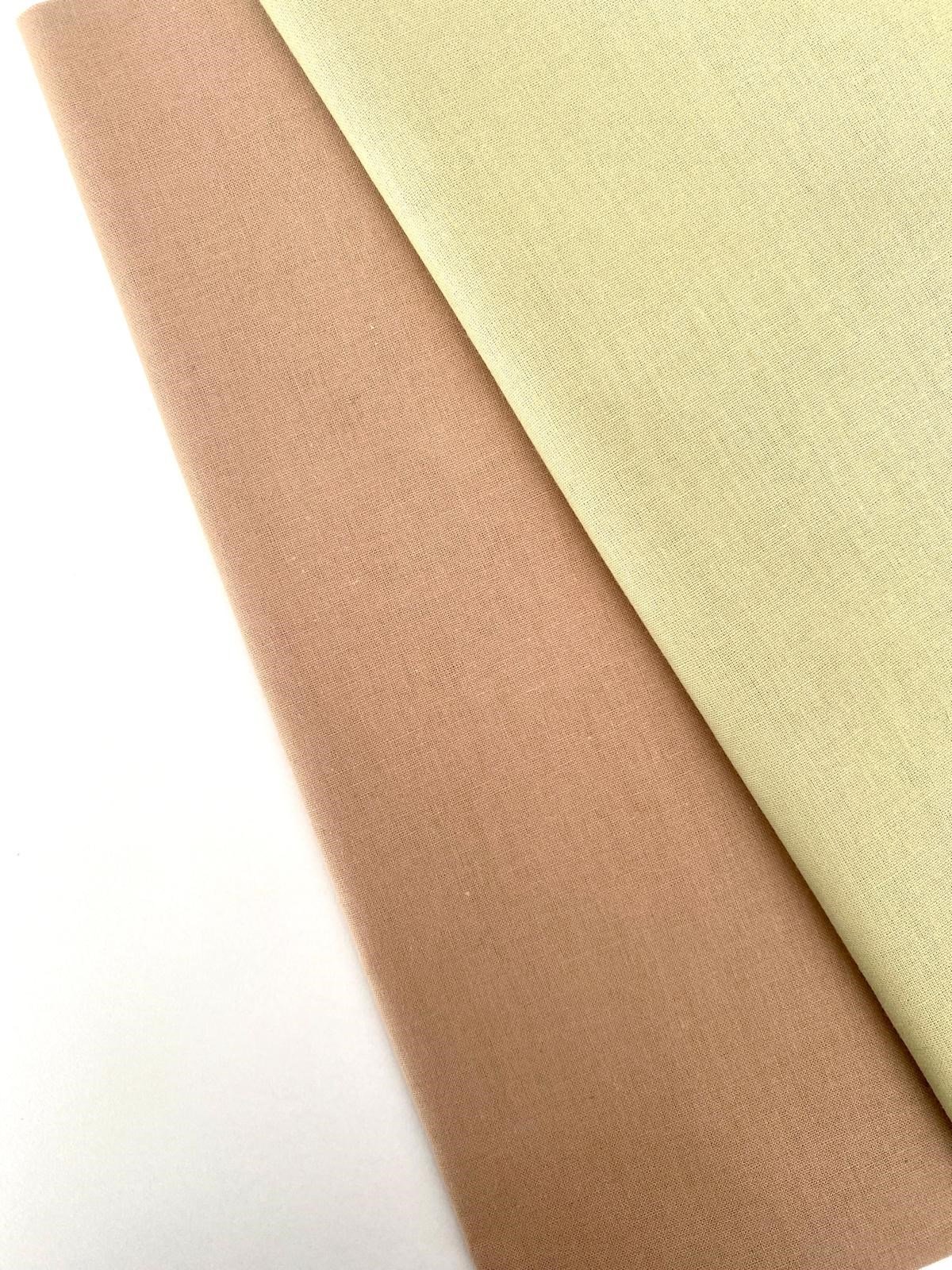 Pastel Yeşil, Kahverengi 2 Adet Pamuklu Kumaş