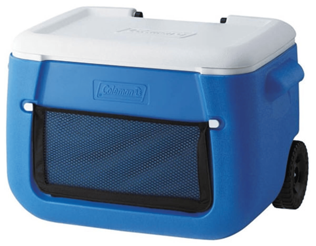 Coleman 47 lt Tekerlekli  Poly-Lite Wheeled Mesh 50 QT Tekerlekli Soğutucu Buzluk 47.3 Lt/Mavi/Beyaz