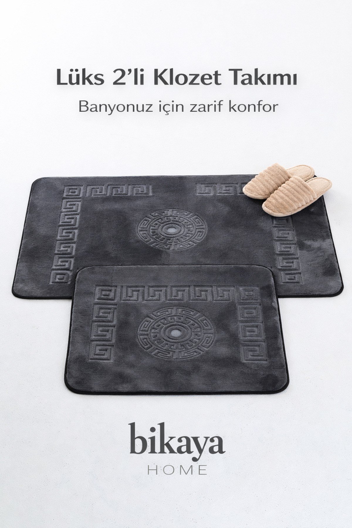 2’li Klozet Takımı | Yumuşak Peluş Doku | Kaydırmaz Taban | Kolay Temizlenir | Şık & Konforlu