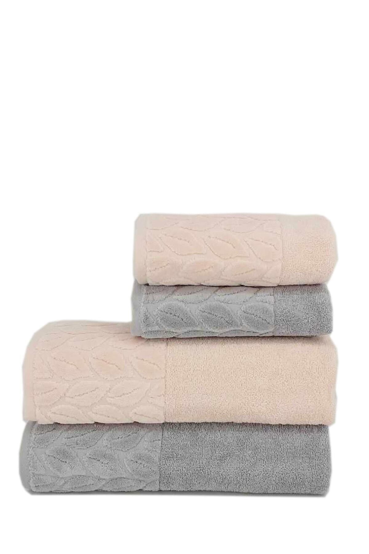 4'lü Banyo Seti Gri Pudra 2 Adet 90*150 - 2 Adet 50*90