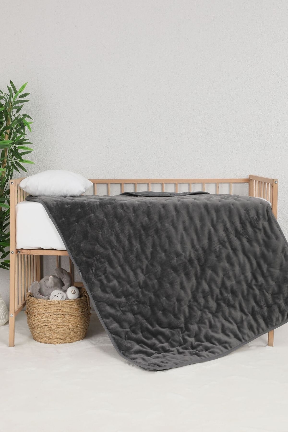 Aksu Mikro Soft Punto Bebek Yorgan 100x140 - Antrasit