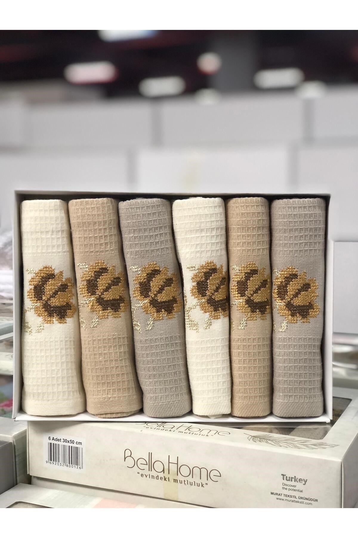 Bambu Kutulu 3 Adet Mutfak Havlusu - 30x50 Cm Çeyizlik Günlük Havlu Seti