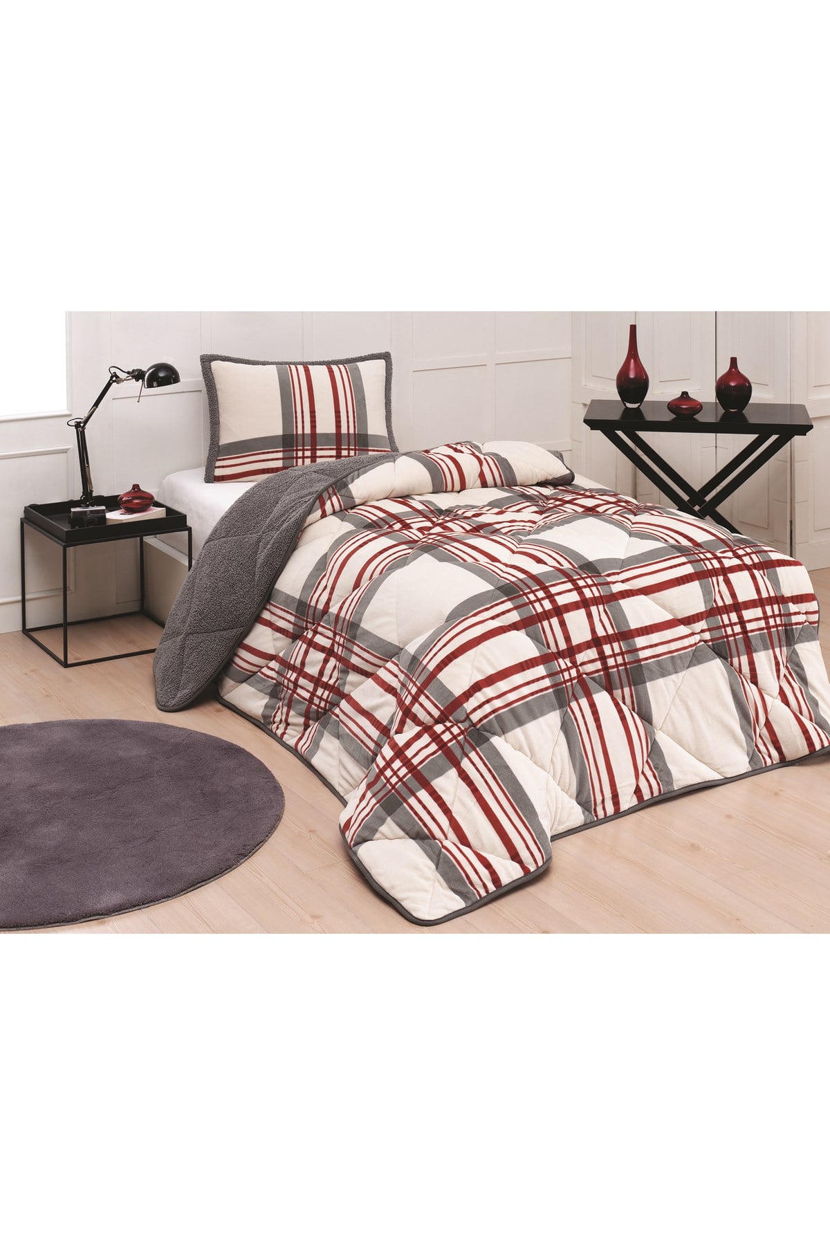 Comforter Yorgan Set Tek Kişilik Wera Kırmızı