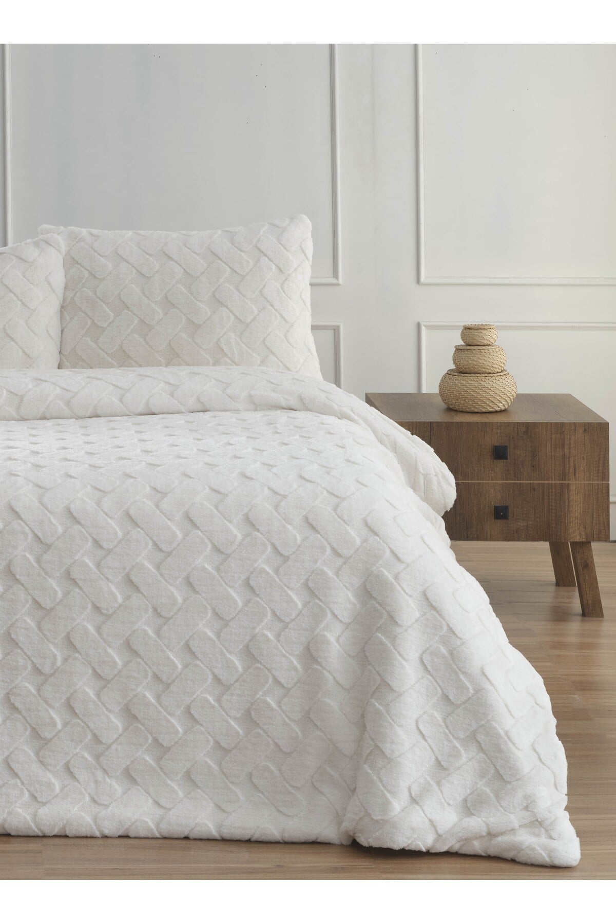 Diamond 3 Parça Pietra Çift Kişilik Kürk Comforter Yorgan Seti - 220x240 cm - Orijinal Çantalı
