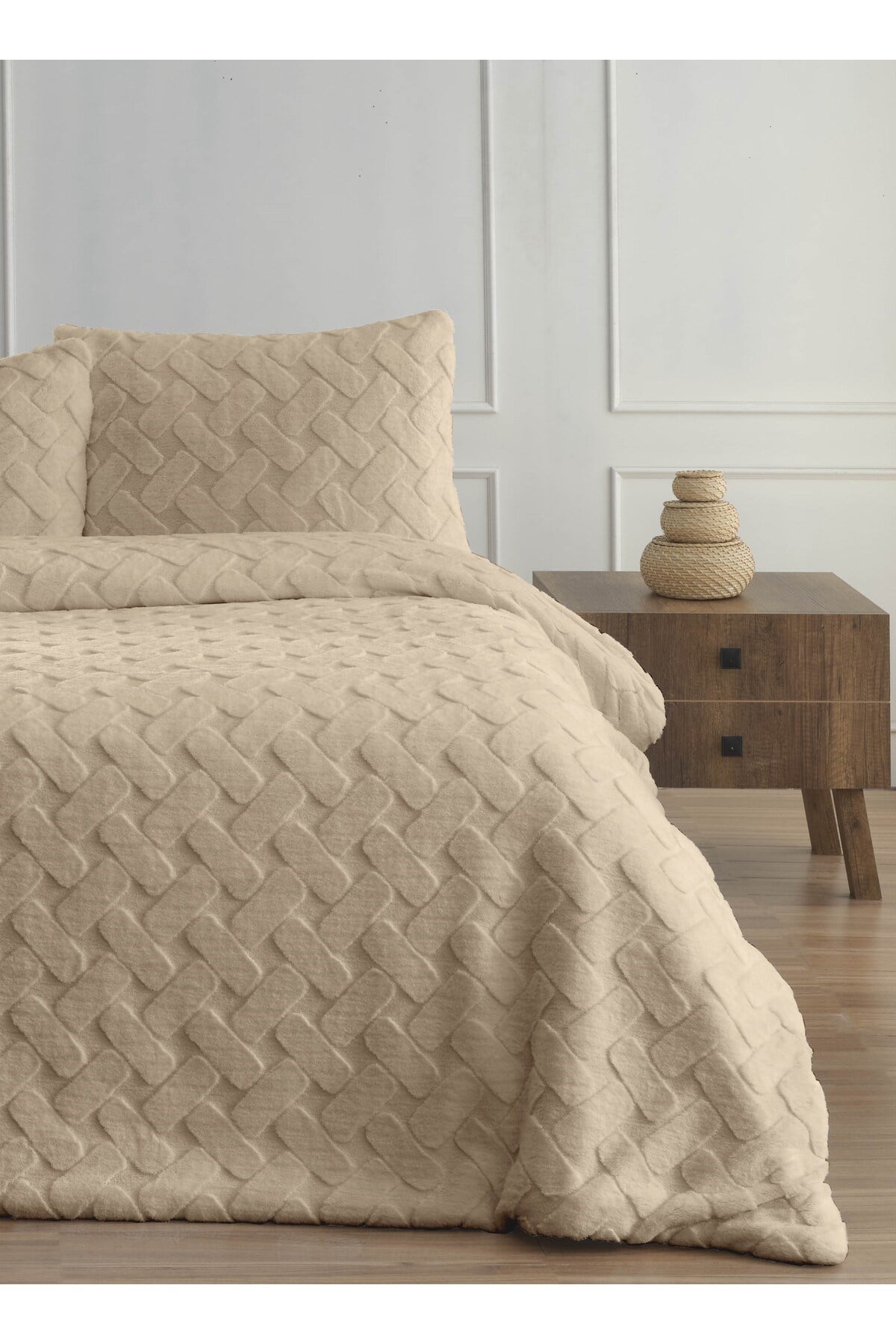 Diamond 3 Parça Pietra Çift Kişilik Kürk Comforter Yorgan Seti - 220x240 cm - Orijinal Çantalı