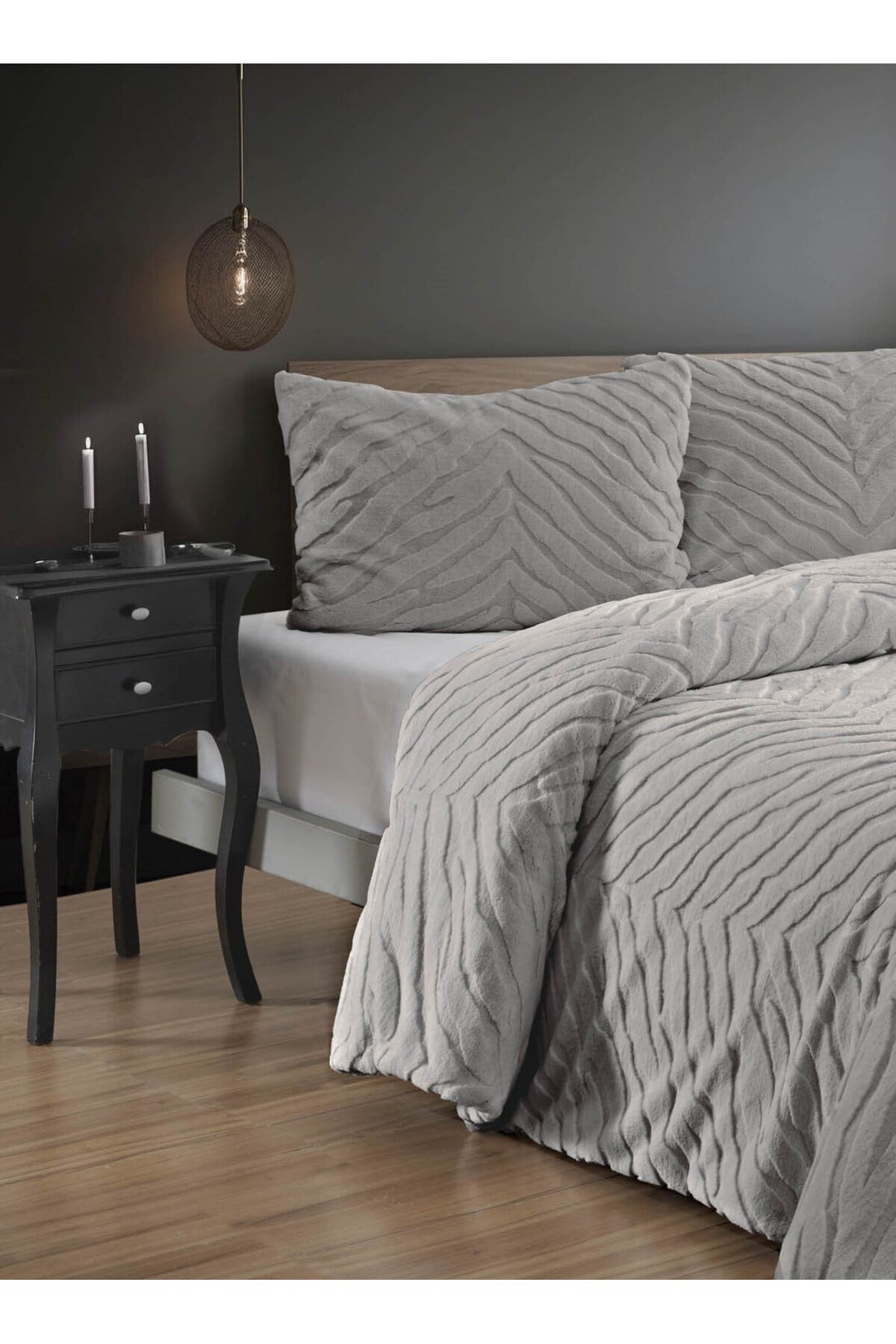Diamond 3 Parça Zebra Kürk Comforter Yorgan Seti - 220x240 cm - Orijinal Çantalı