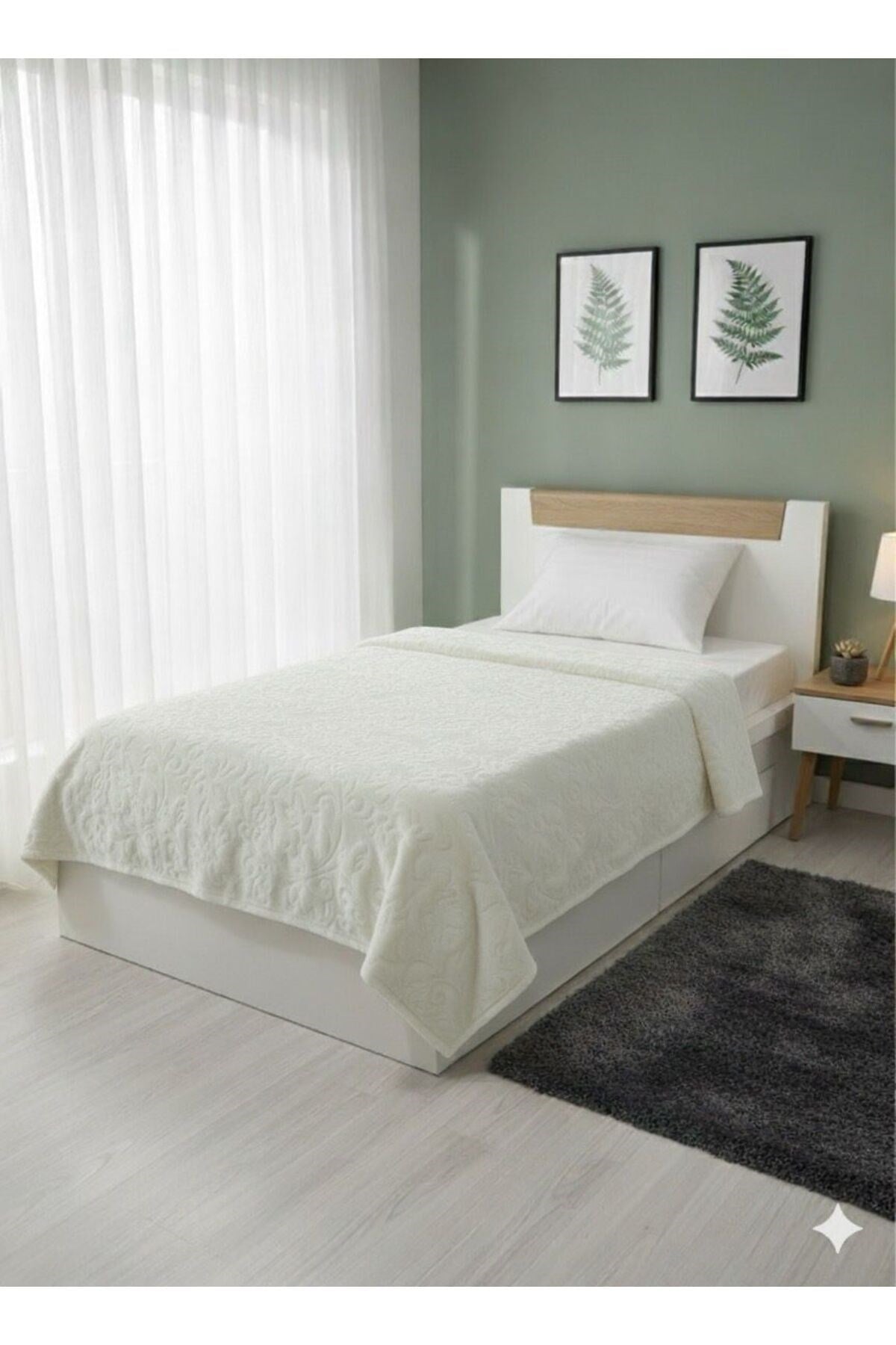 ELEGANS EMBOS ÇİÇEKLİ KEMİK TEK KİŞİLİK BATTANİYE