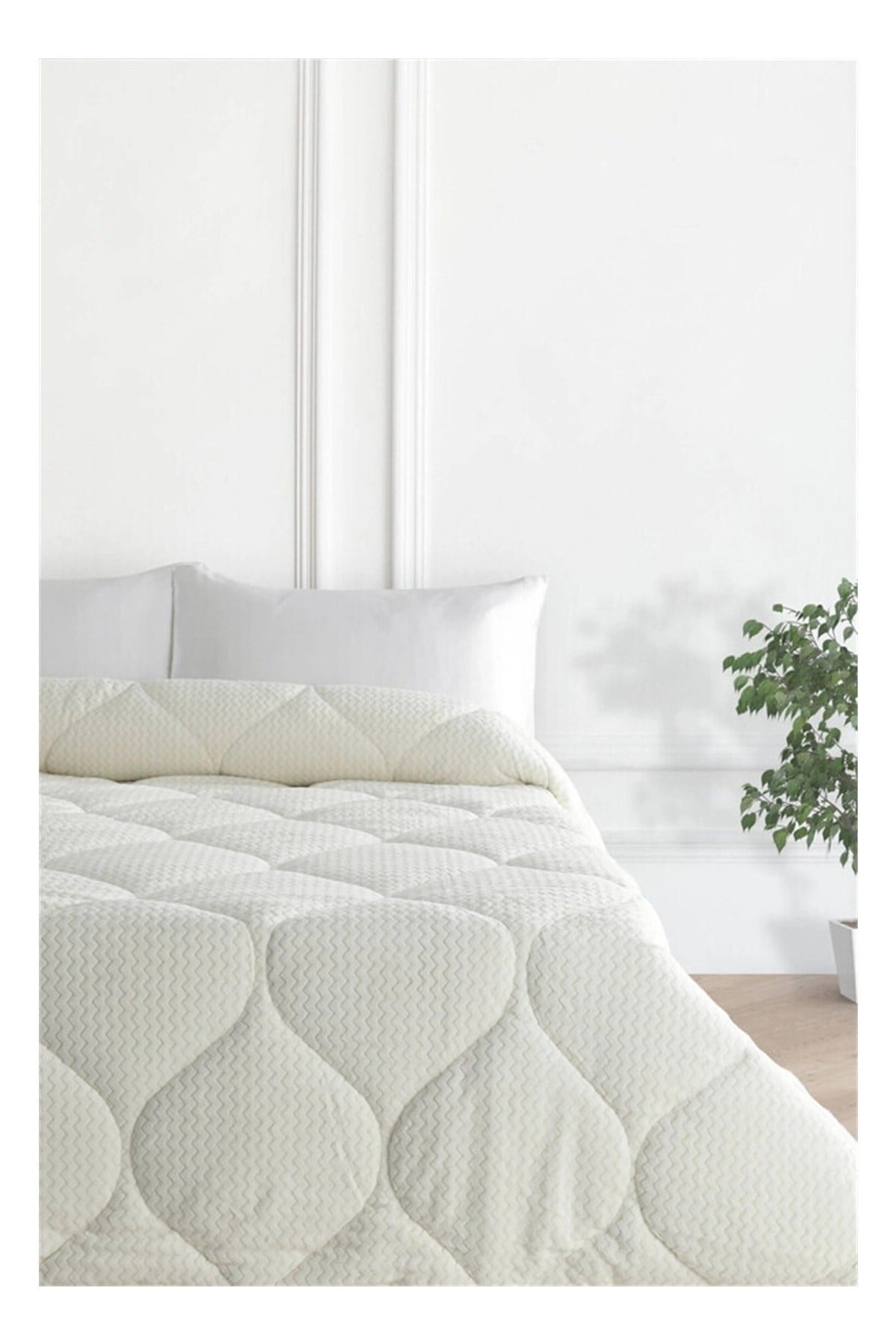 Fashion Micro Çift Kişilik Yorgan Zigzag Krem
