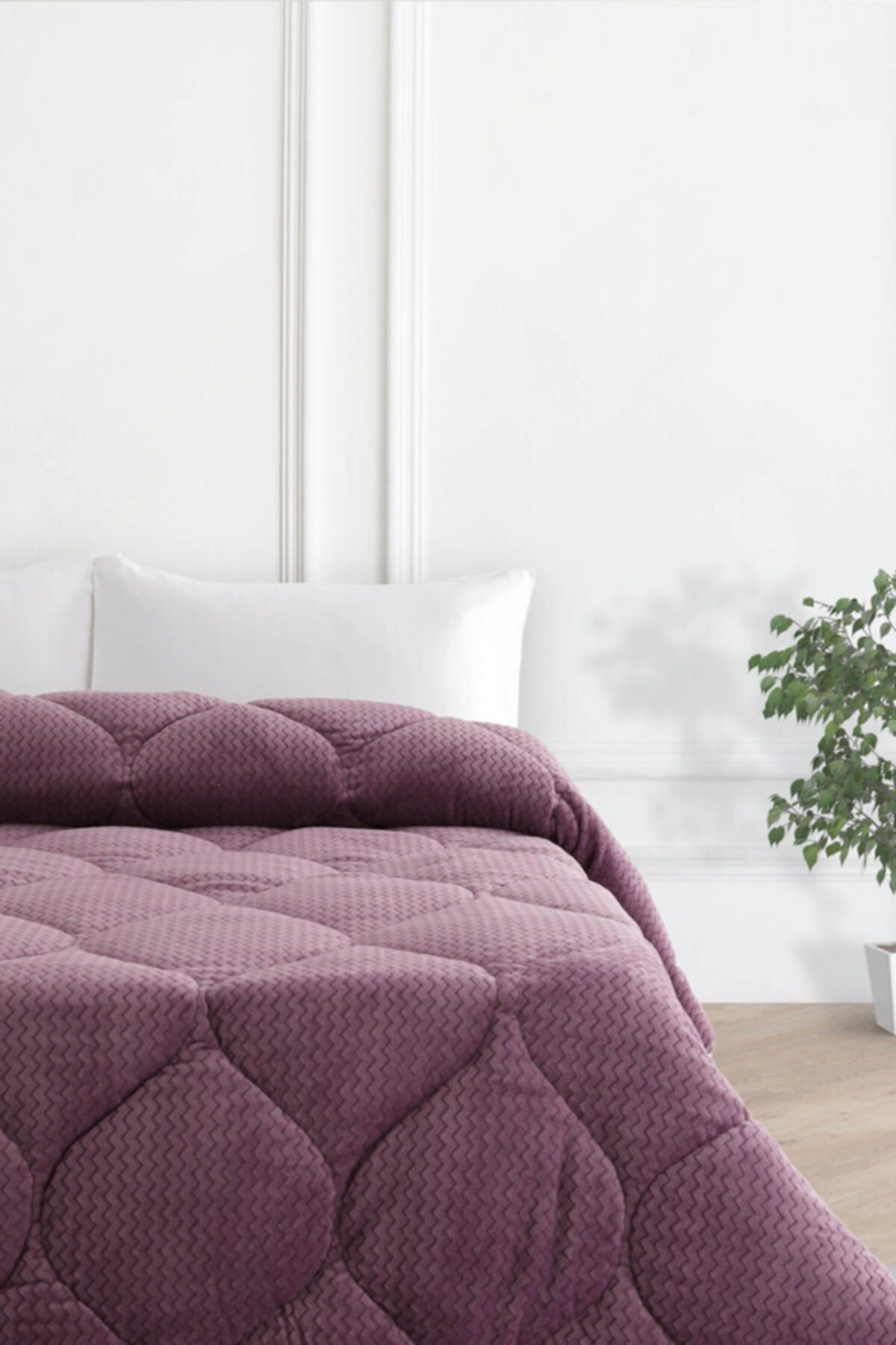 Fashion Zigzaglı Çift Kişilik Micro Yorgan - Mor