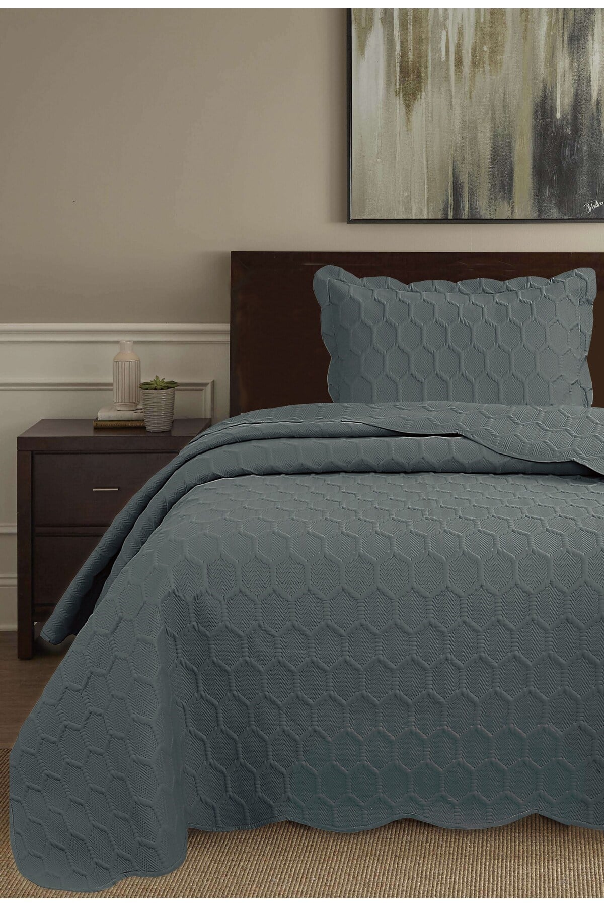Honey Comb 3D Tek Kişilik Yatak Örtüsü Seti (2 Parça) - 180x240 cm - Pvc Çantalı
