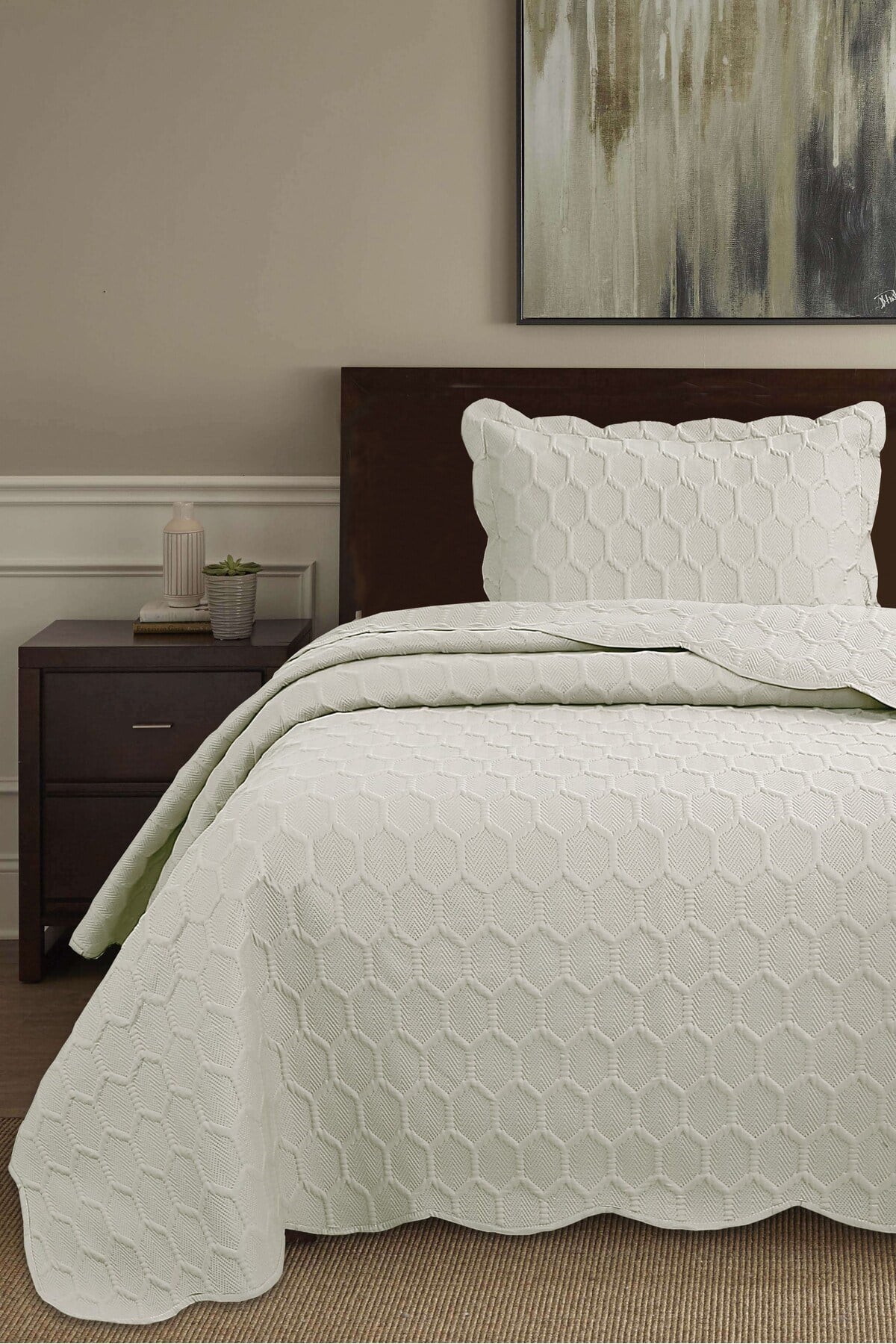 Honey Comb 3D Tek Kişilik Yatak Örtüsü Seti (2 Parça) - 180x240 cm - Pvc Çantalı
