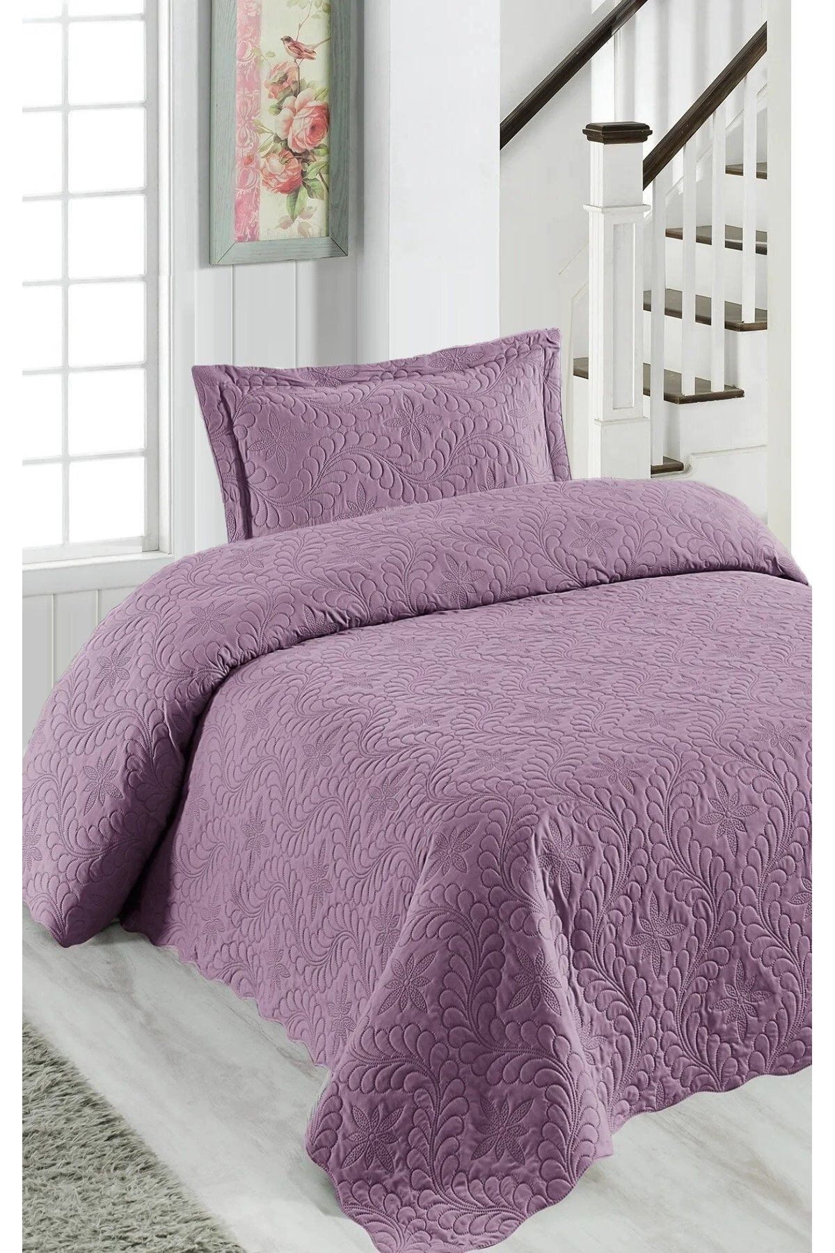 Ivy Açık Lila Tek Kişilik Microfiber Kapitone Yatak Örtüsü