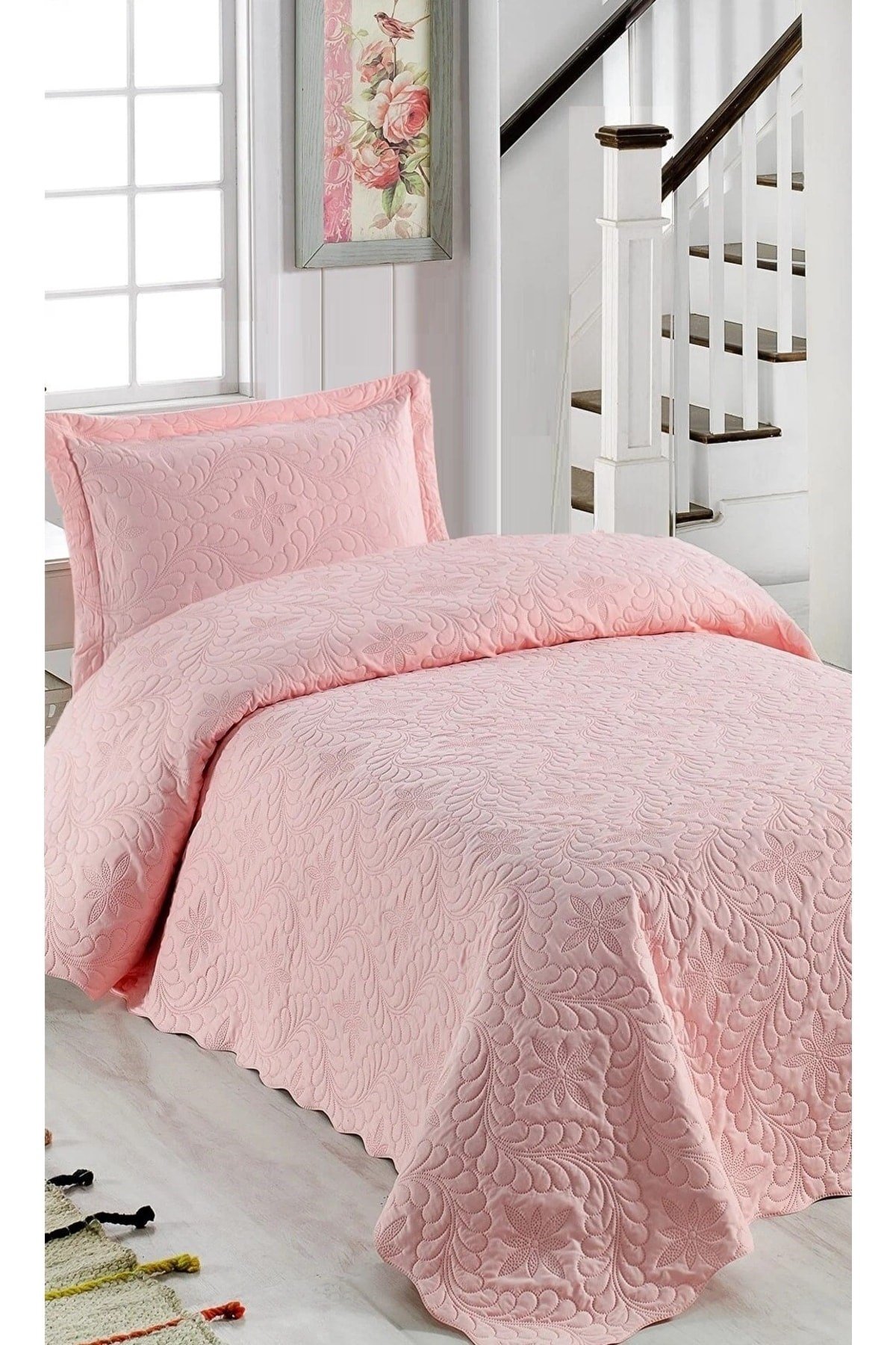 Ivy Pudra Tek Kişilik Microfiber Kapitone Yatak Örtüsü