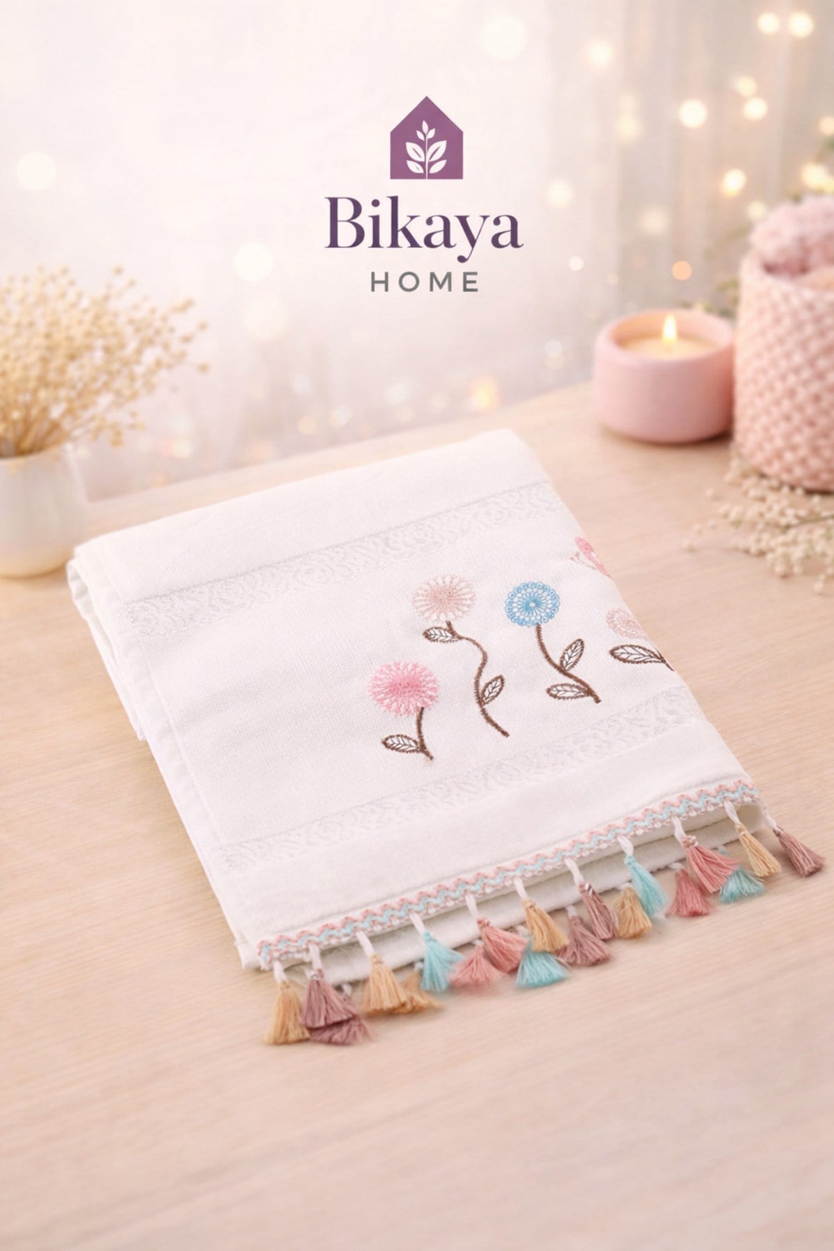 Kadife Püsküllü El Havlusu | 50x90 cm | 2 Adet | %100 Pamuk | Lüks & Yumuşak | Yüksek Emicilik