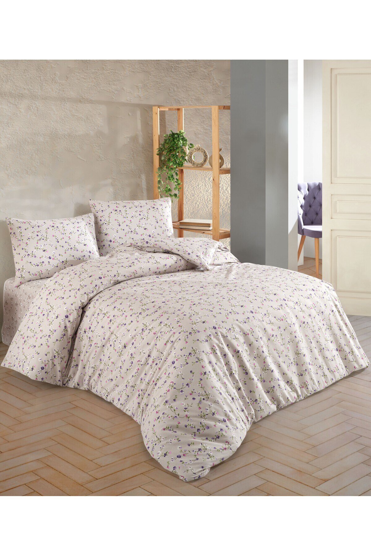 Kristal Ranforce Çift Kişilik Nevresim Takımı | %100 Pamuk | 57 Tel | 4 Parça | Lüks Kutu