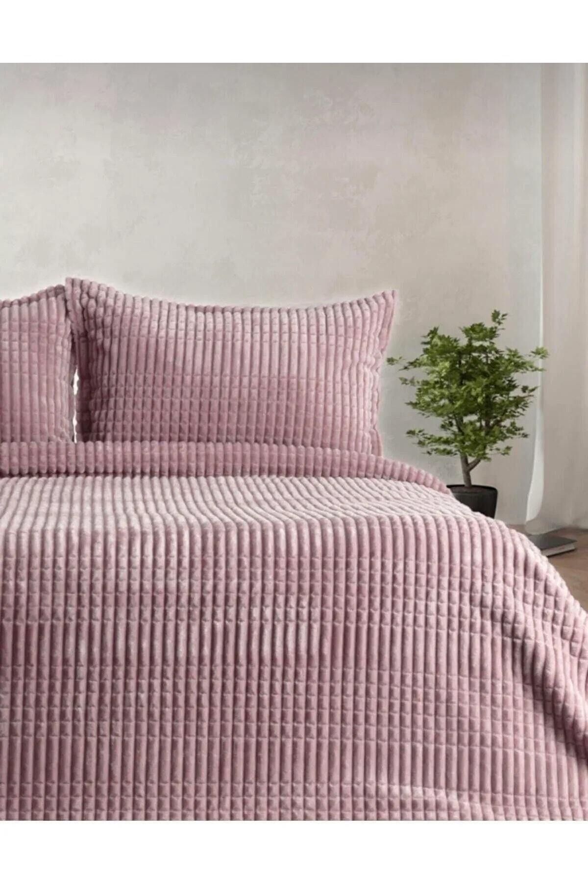 Merinos Modern Line Pembe Tek Kişilik Battaniye