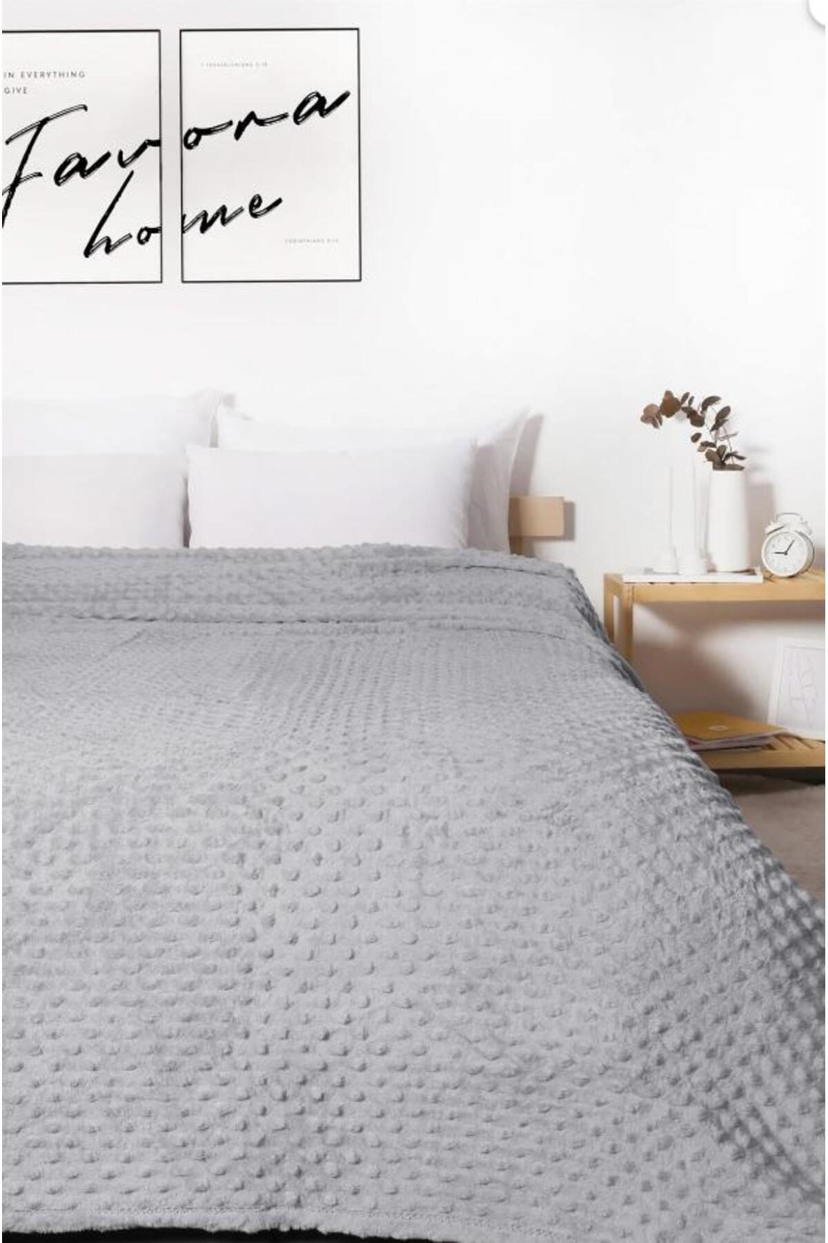 Merinos Pearl Tomurcuk Gri Çift Kişilik Battaniye
