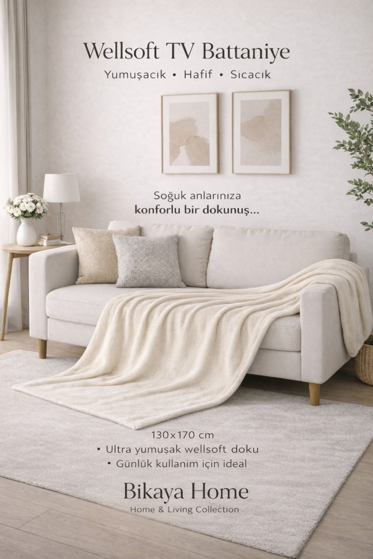Wellsoft 130x170 cm TV Battaniyesi | Yumuşak Dokulu | Hafif ve Sıcak Tutan | Koltuk & Kanepe Örtüsü