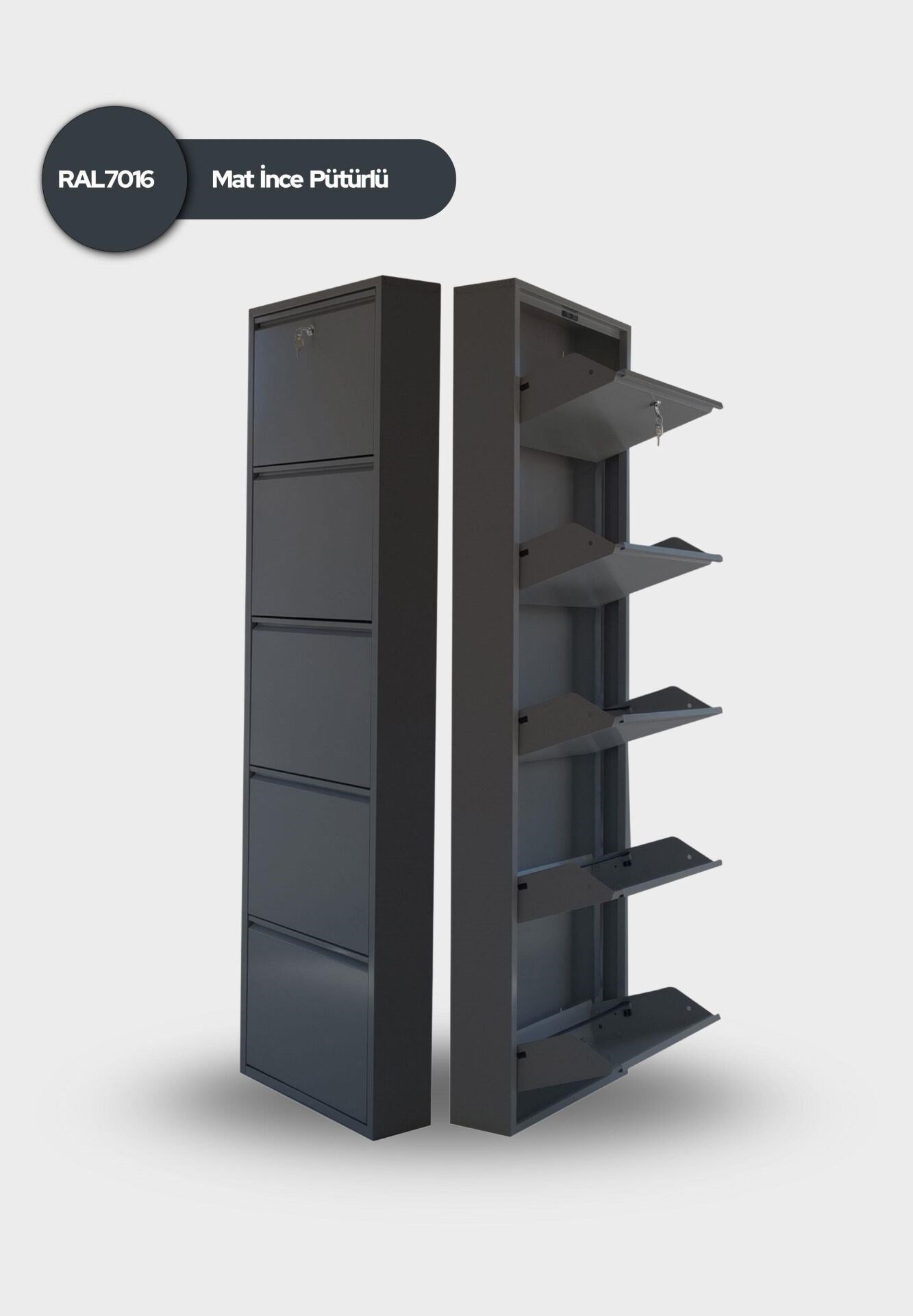 Antrasit Kilitli Metal Ayakkabılık