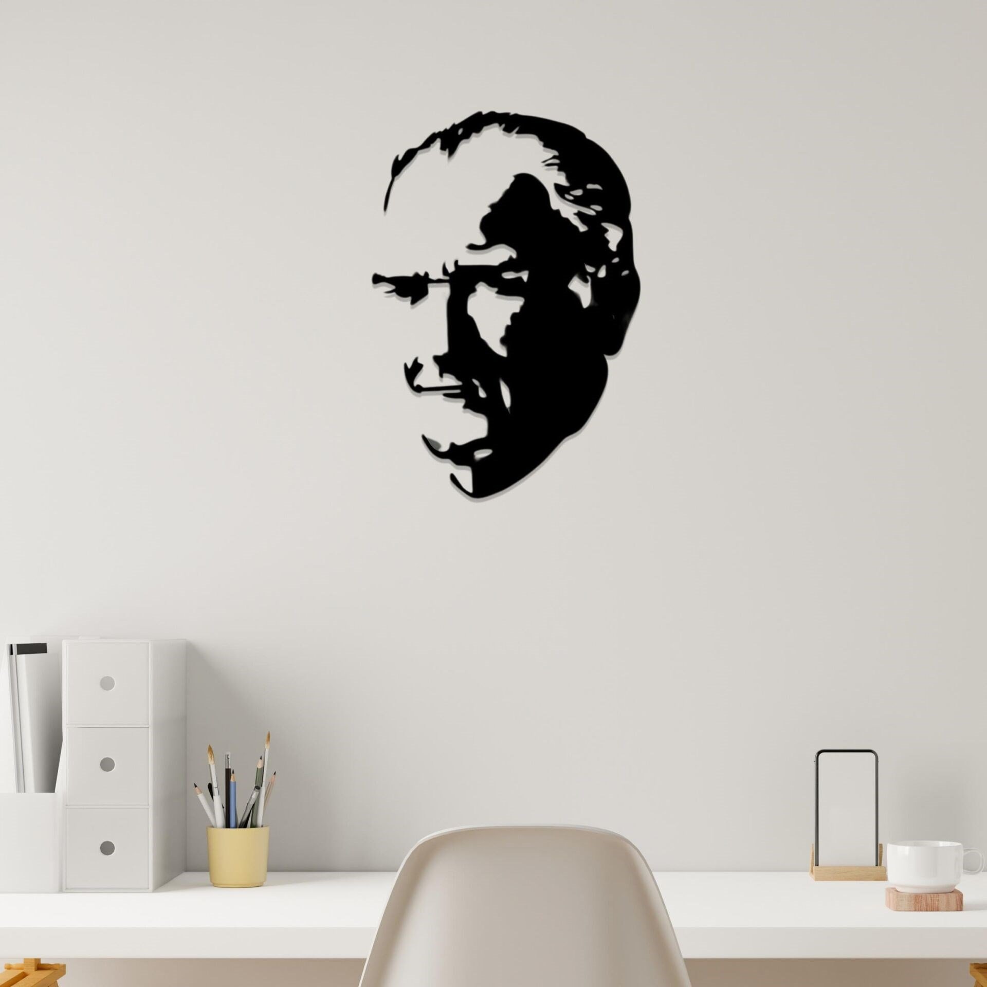 Atatürk Silüeti Lazer Kesim Metal Tablo Tasarım