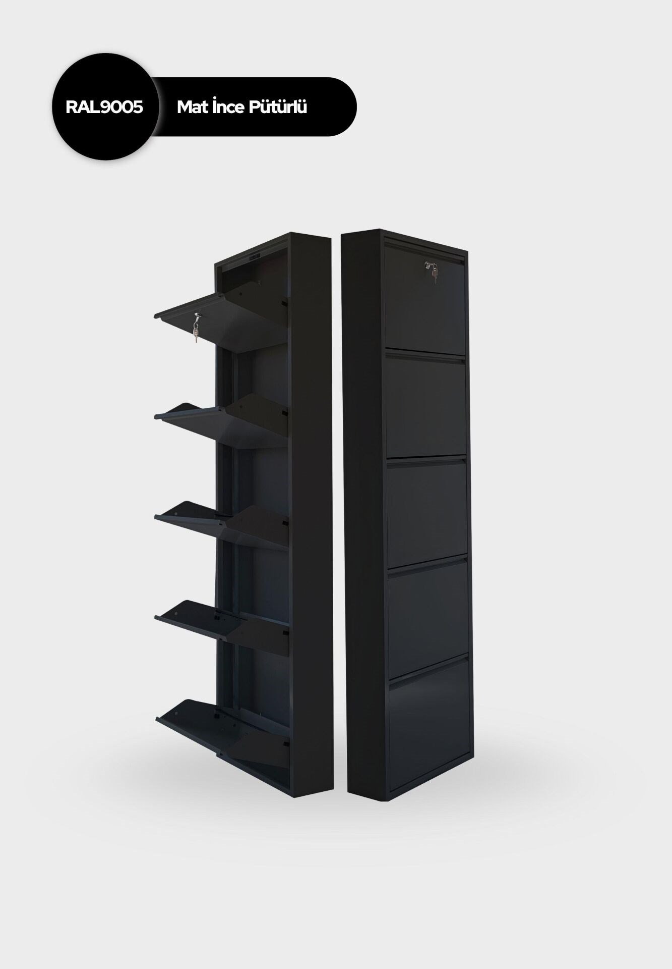Siyah Kilitli Metal Ayakkabılık