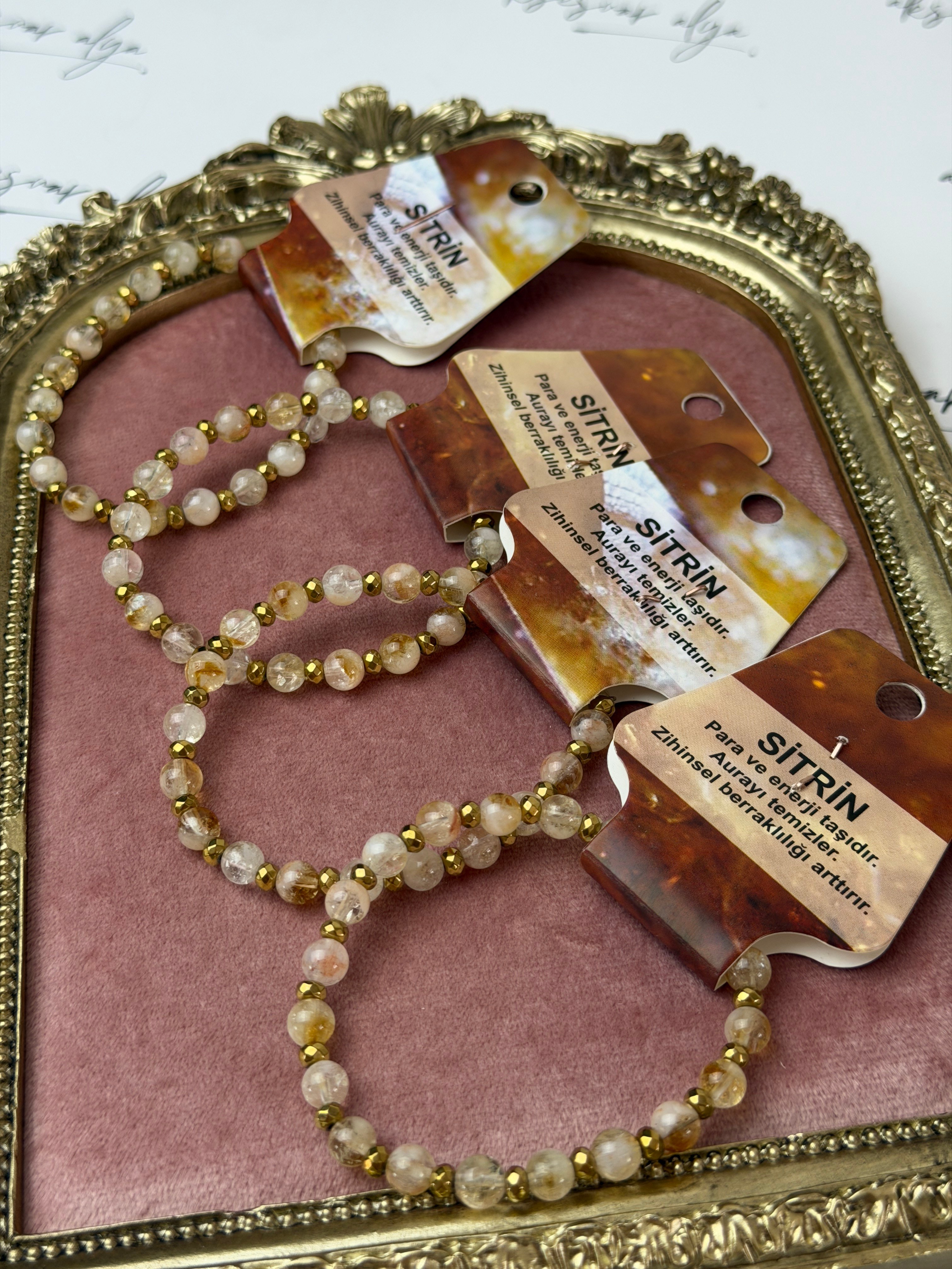 Sitrin (Citrine) Doğal Taşlı Bileklik – Özel TasarıM