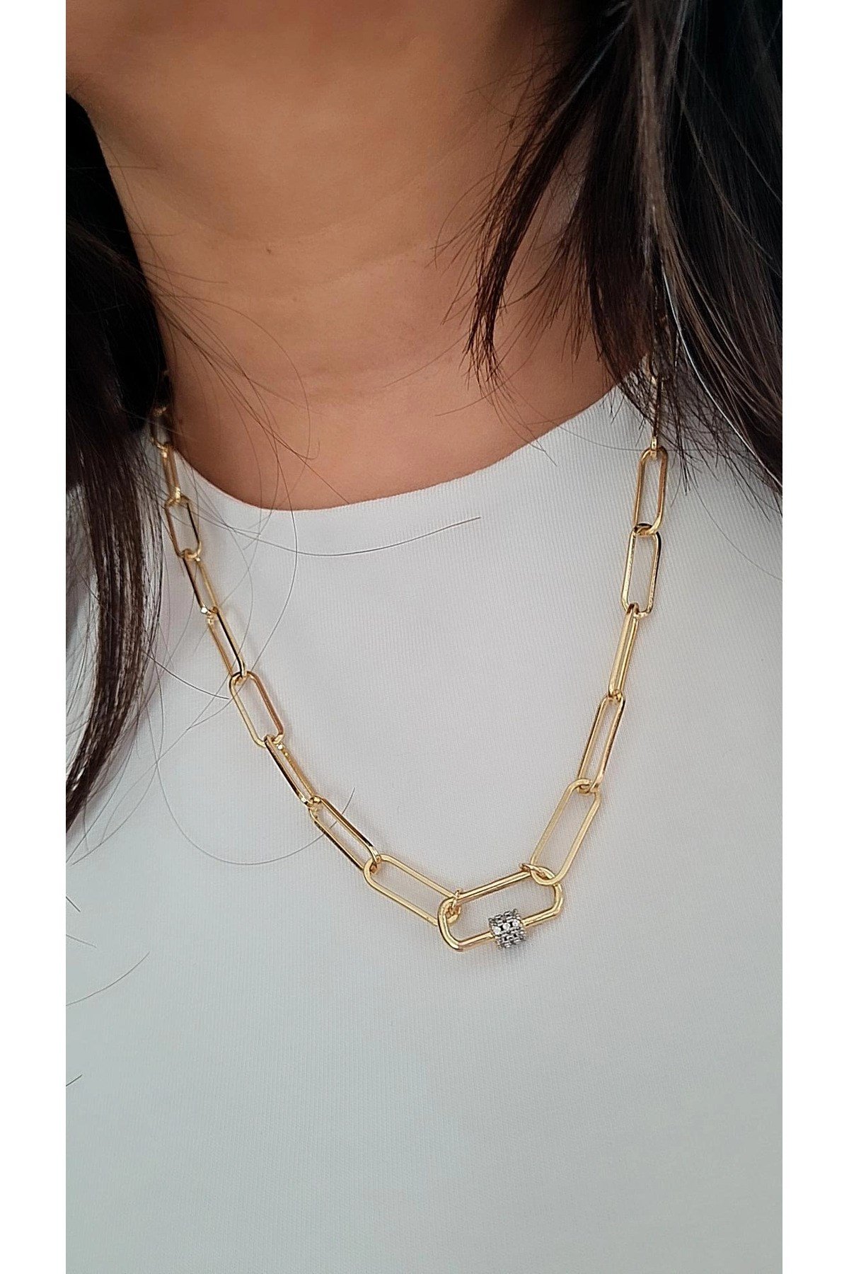 14K Altın Renk Ataç Zincir Kolye