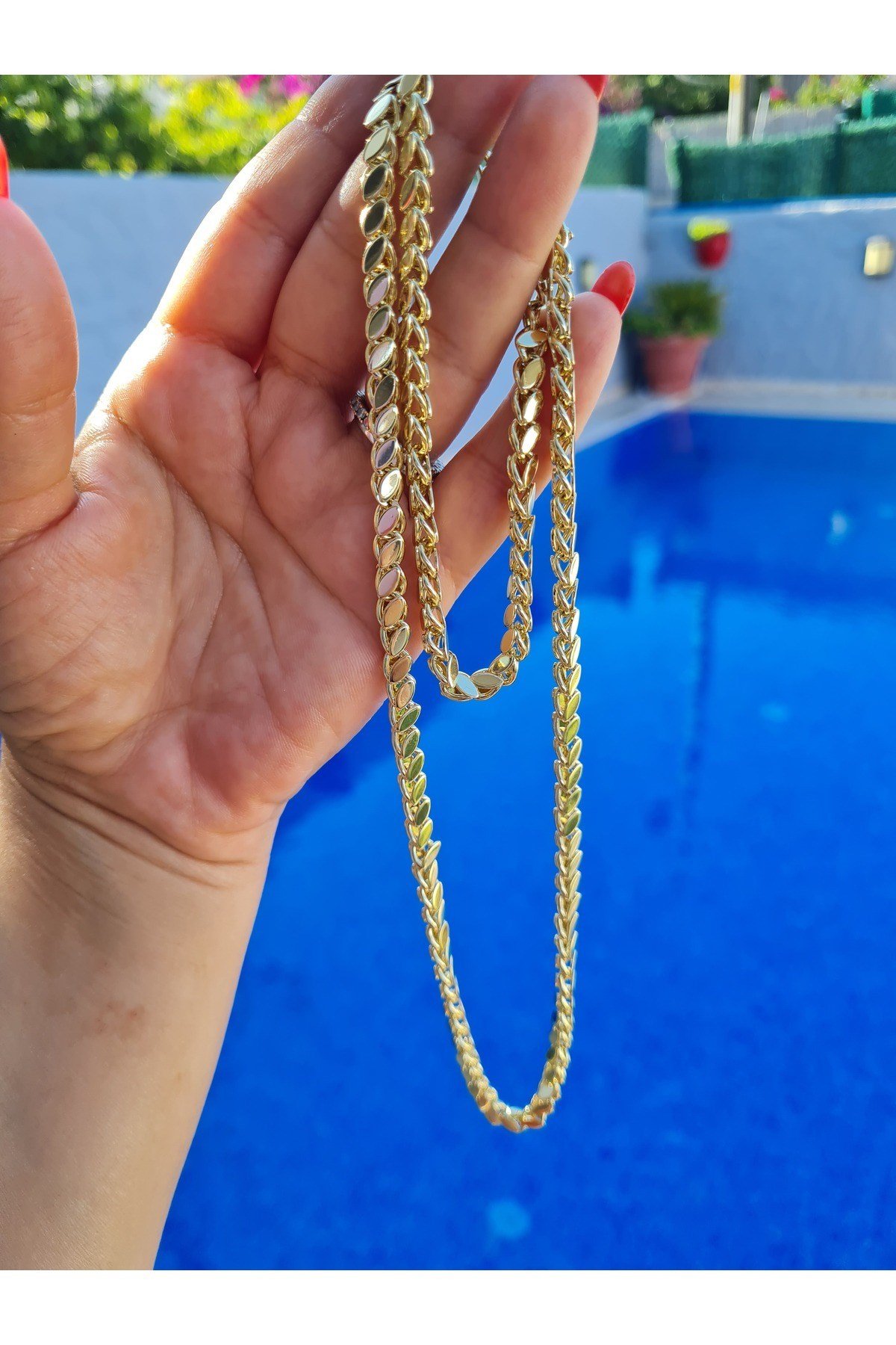 14 K Altın Rengi Arpa Model Kadın Çelik Kolye