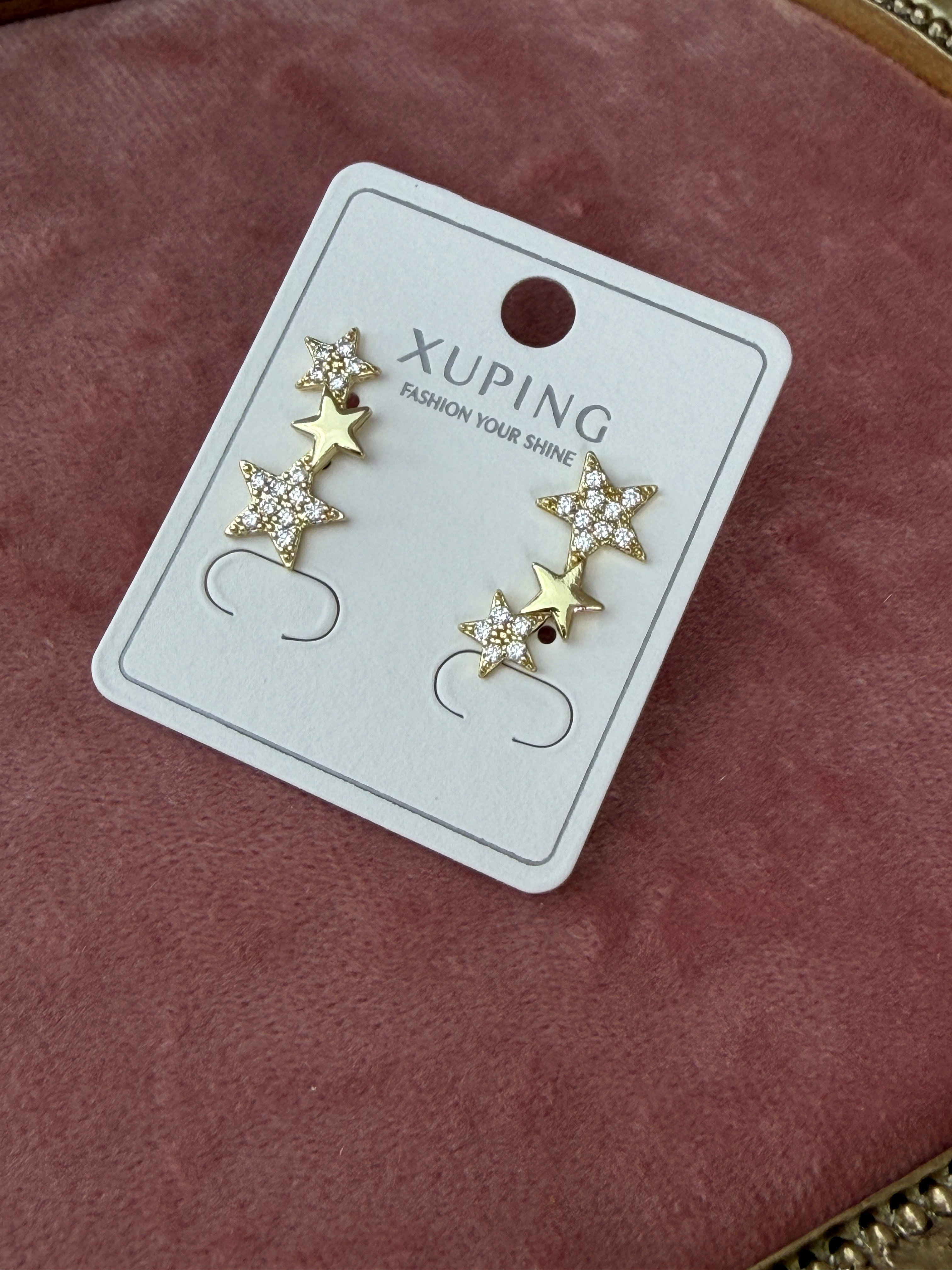 Xuping Gold Kaplama Zirkon Taşlı Yıldız Figürlü Küpe
