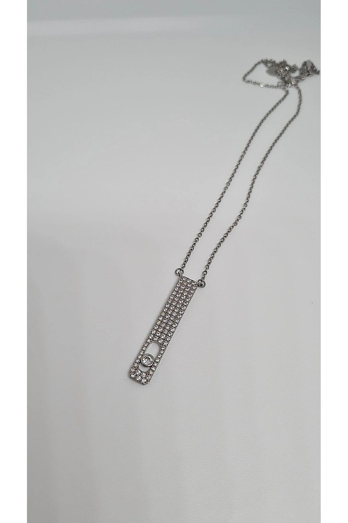 Çelik Silver Taşlı Kolye