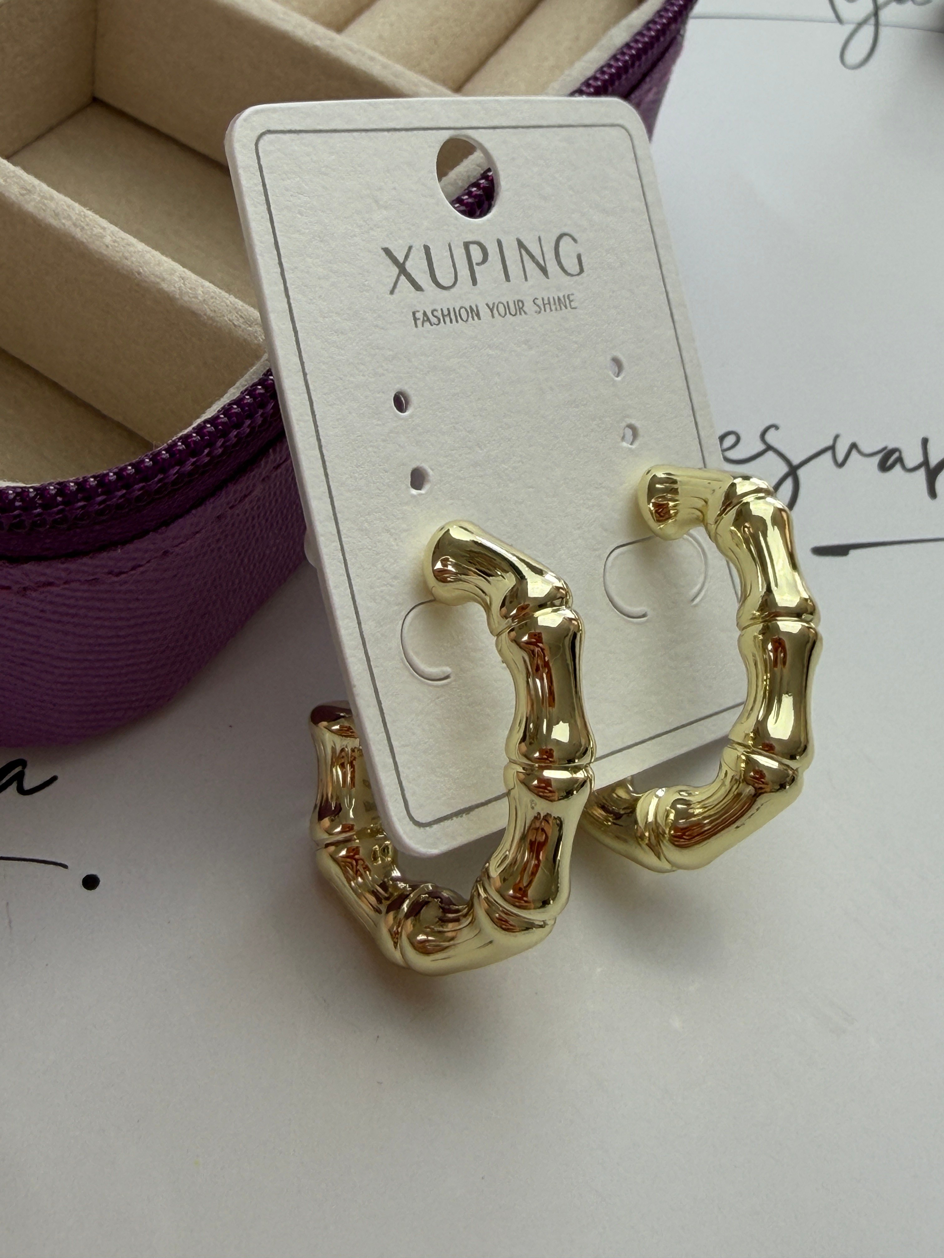 Xuping Gold Kaplama Modern Formlu Halka Küpe