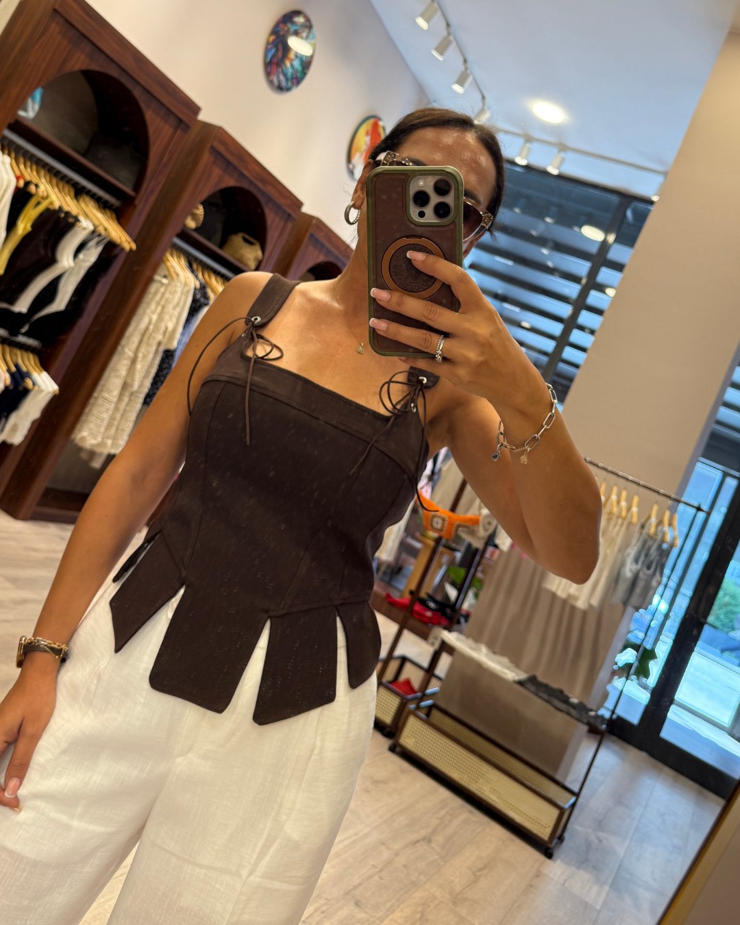 26YBLZ02200 QUZU ASKI DETAYLI KORSE BLUZ