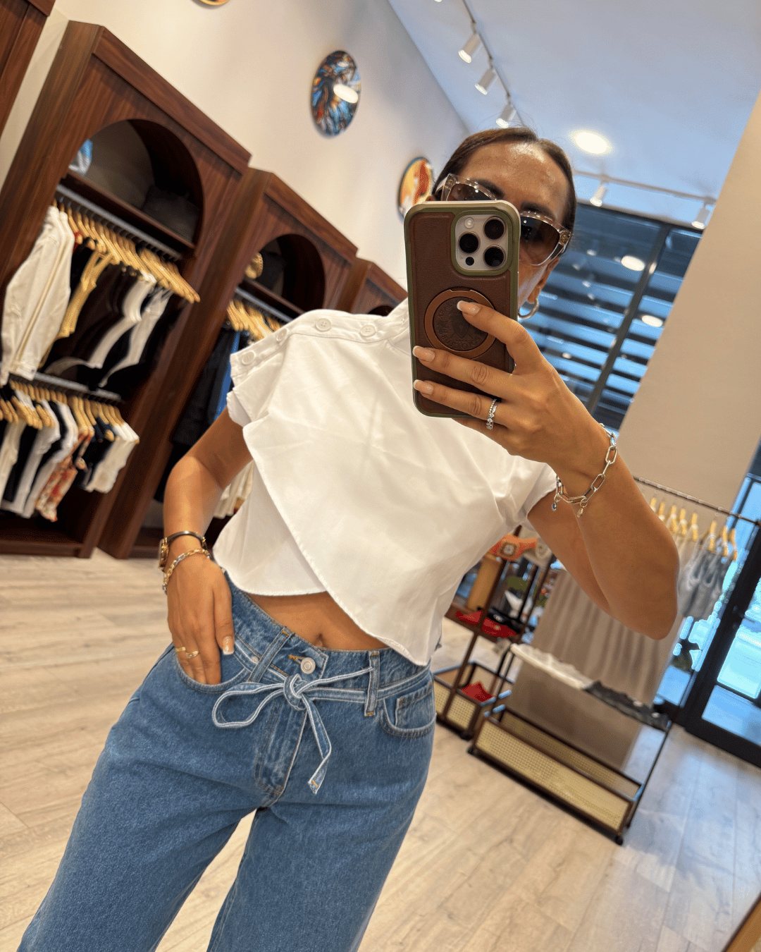 FLOW 263267 FLOW POPLİN OMUZ DÜĞMELİ BLUZ