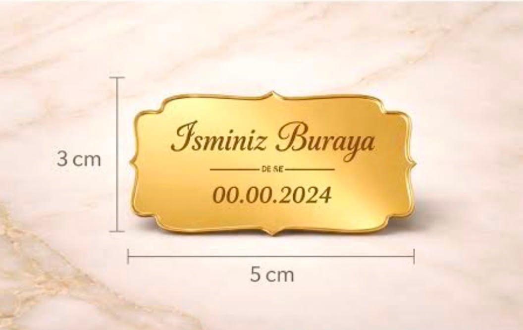 3*5 cm gold pleksi isimlik