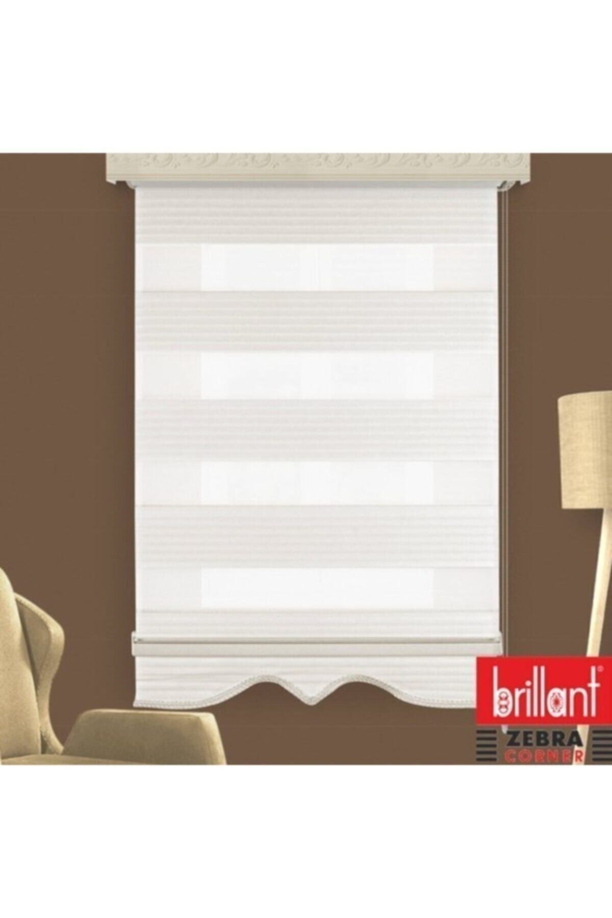 Stor Perde Pliseli Zebra Perde Etek Dilimli Ekru Mz481a