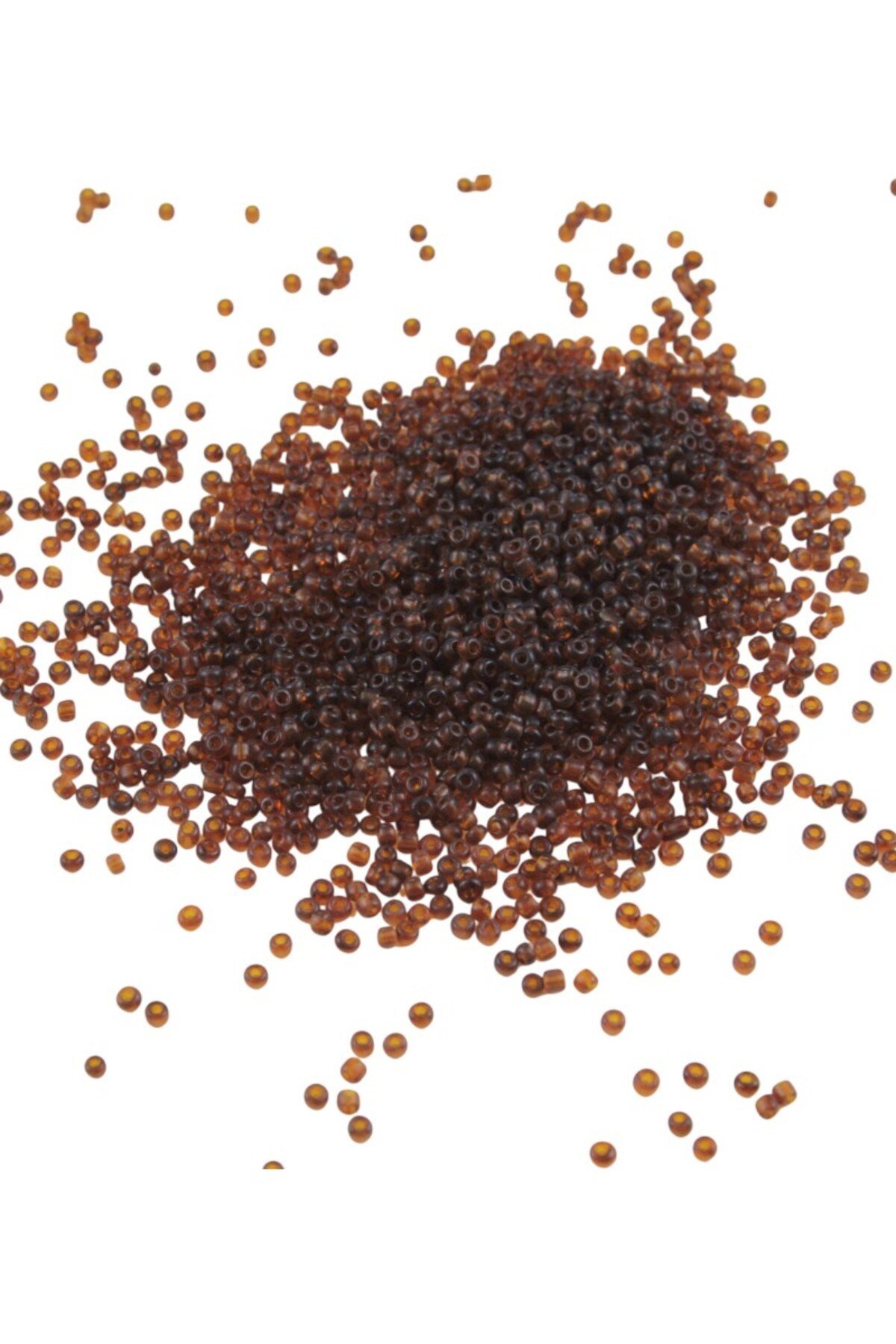 08 Kum 3 mm Şeffaf Açık Kahve Boncuk (100 Gr 6000 Adet )