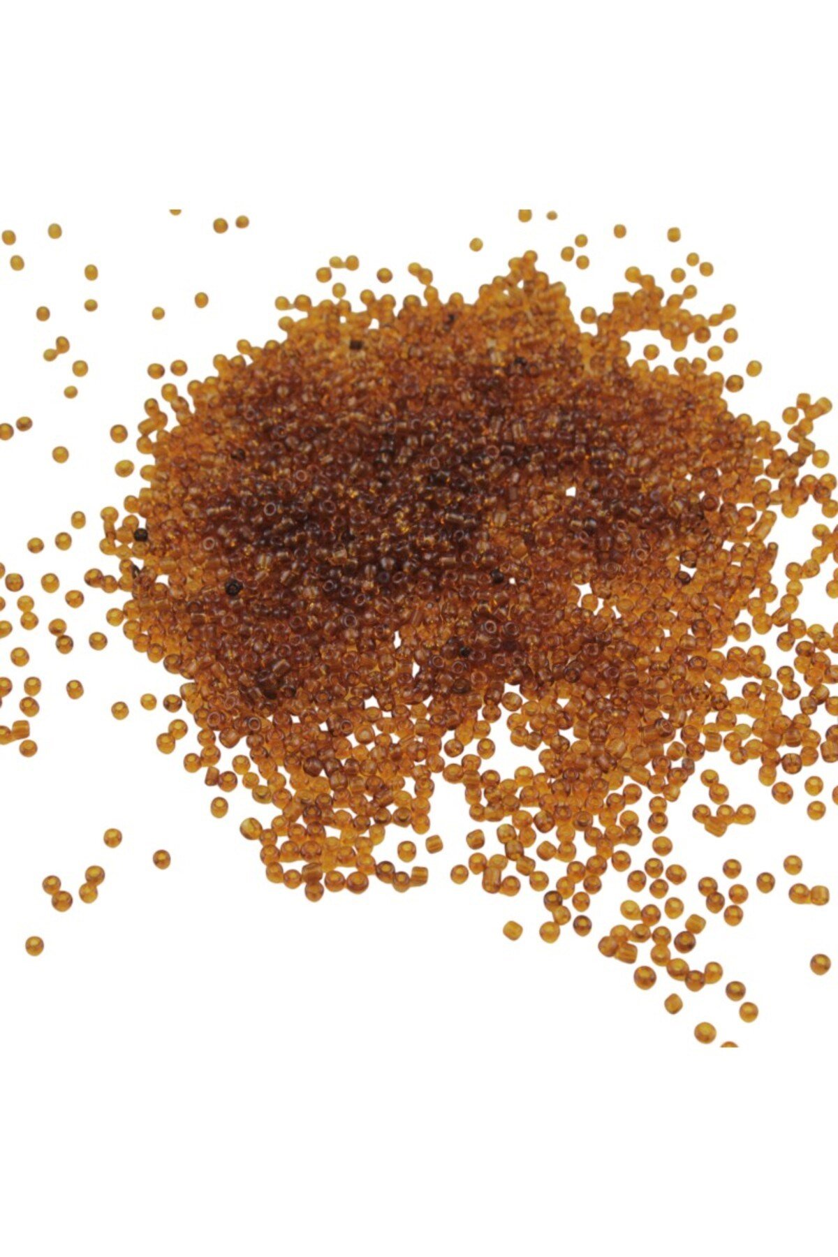 08 Kum 3 mm Şeffafımsı Açık Kahve Boncuk (100 Gr 6000 Adet)
