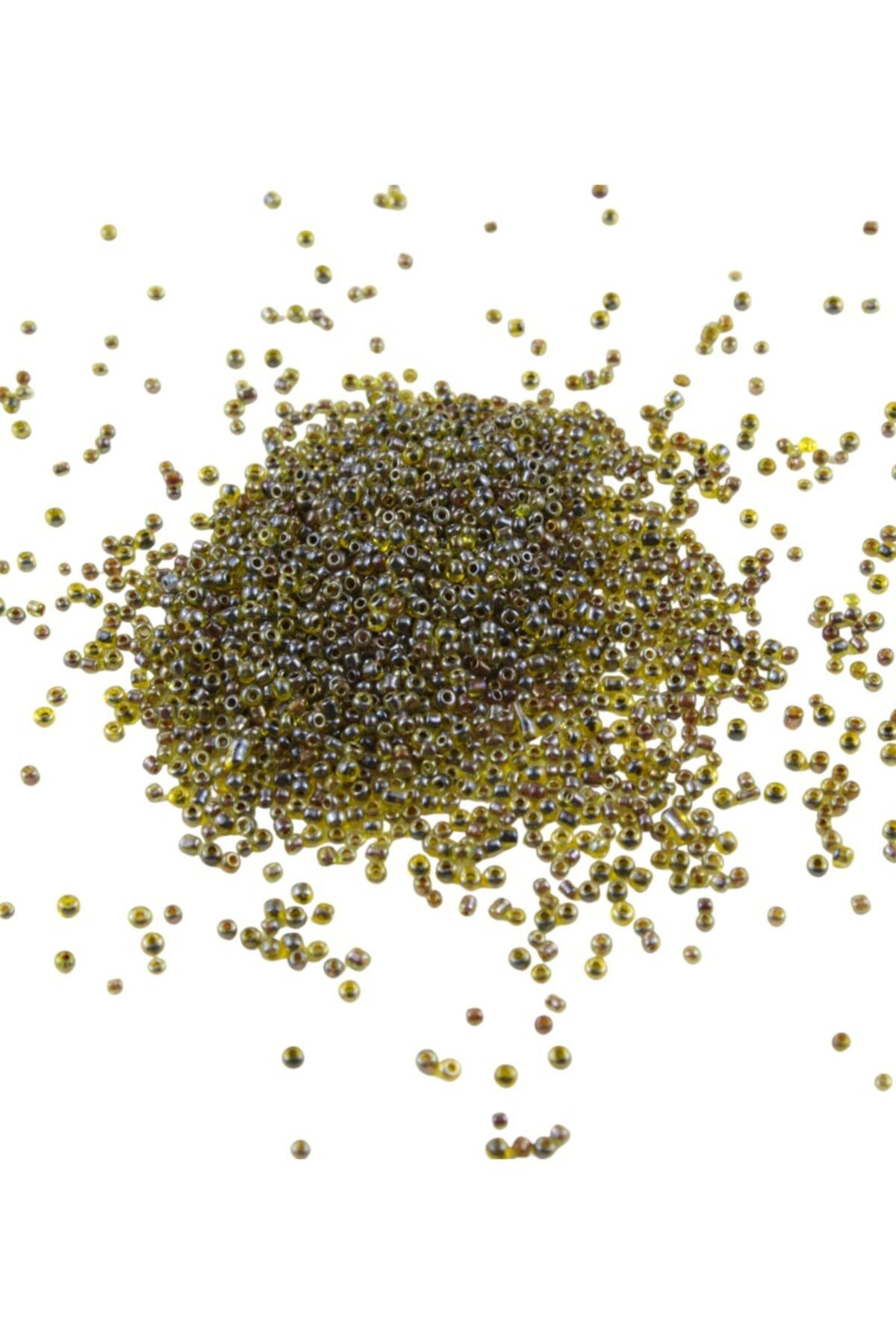 08 Kum Boncuk İçten Boyalı Yeşil Limon Sarısı 3 mm (100 Gr 6000 Adet)