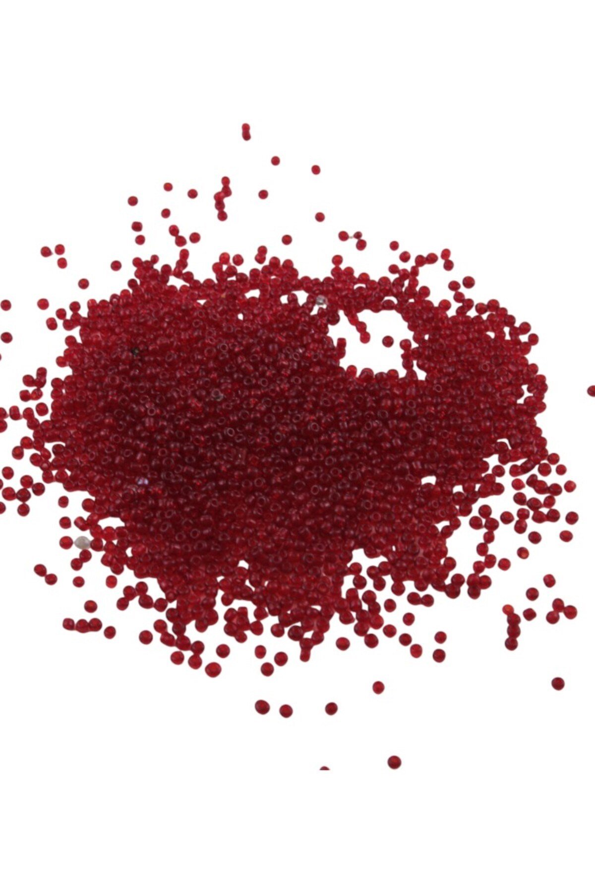 08 Kum Şeffaf Koyu Ortak Kırmızı Boncuk 3 mm (100 Gr 6000 Adet)